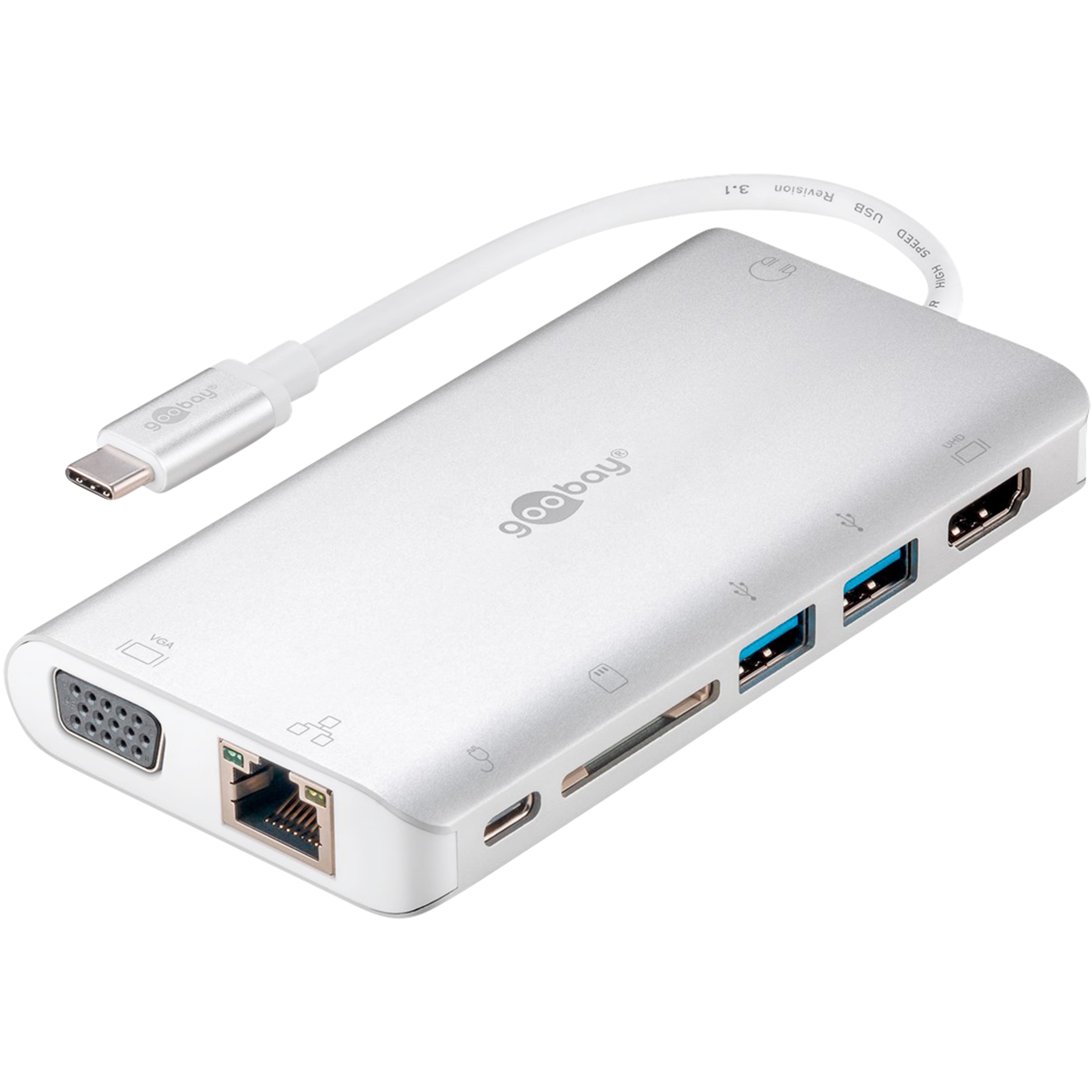 WENTRONIC USB-C™ Premium Multiport-Adapter,  erweitert ein USB-C™ Gerät um weitverbreitesten/gängigsten Anschlüsse, perfekte All-in-One-Lösung
