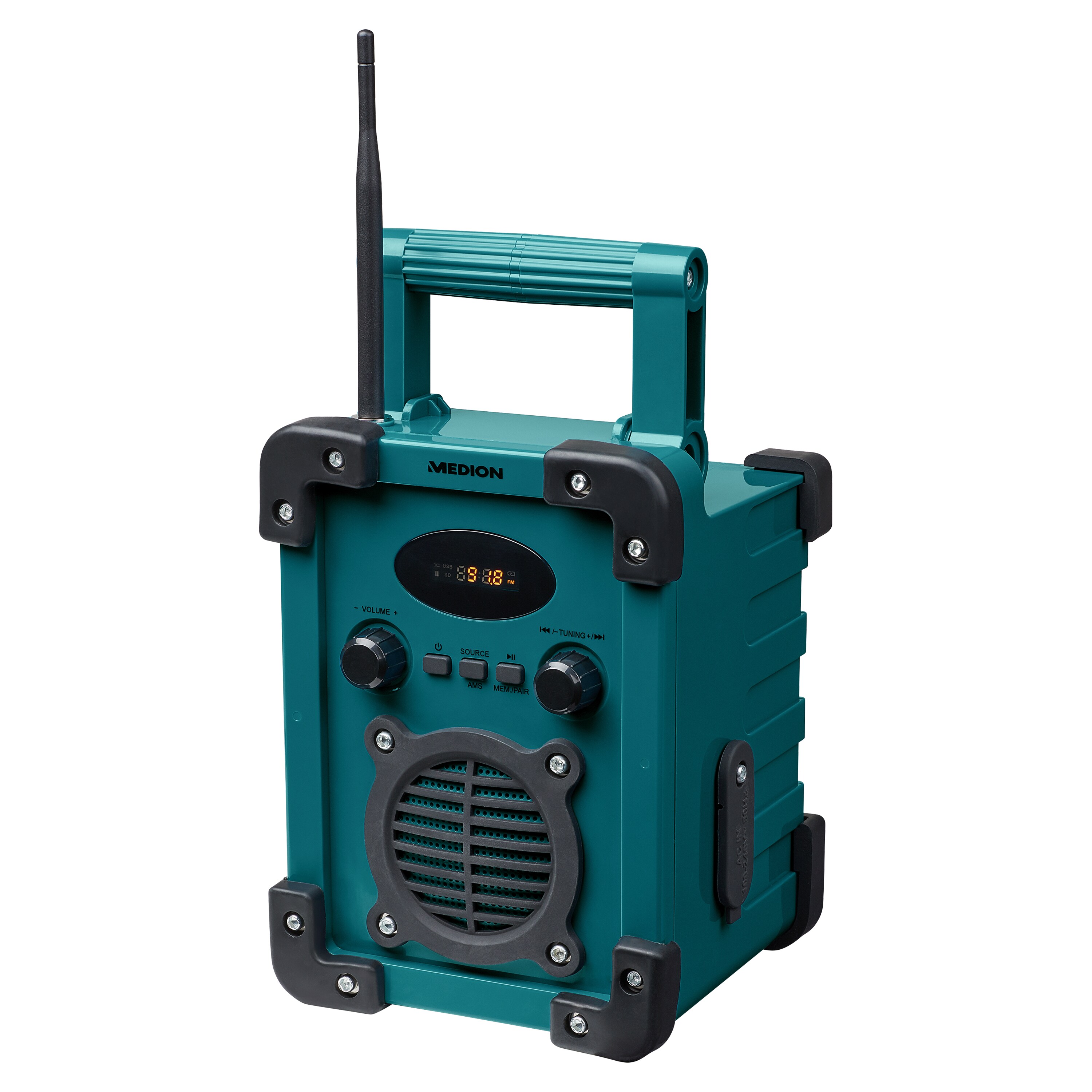 MEDION® LIFE® E66430 Bluetooth® Baustellenradio, LED-Display, PLL-UKW Radio, Spritzwassergeschützt (IP44)  (B-Ware)