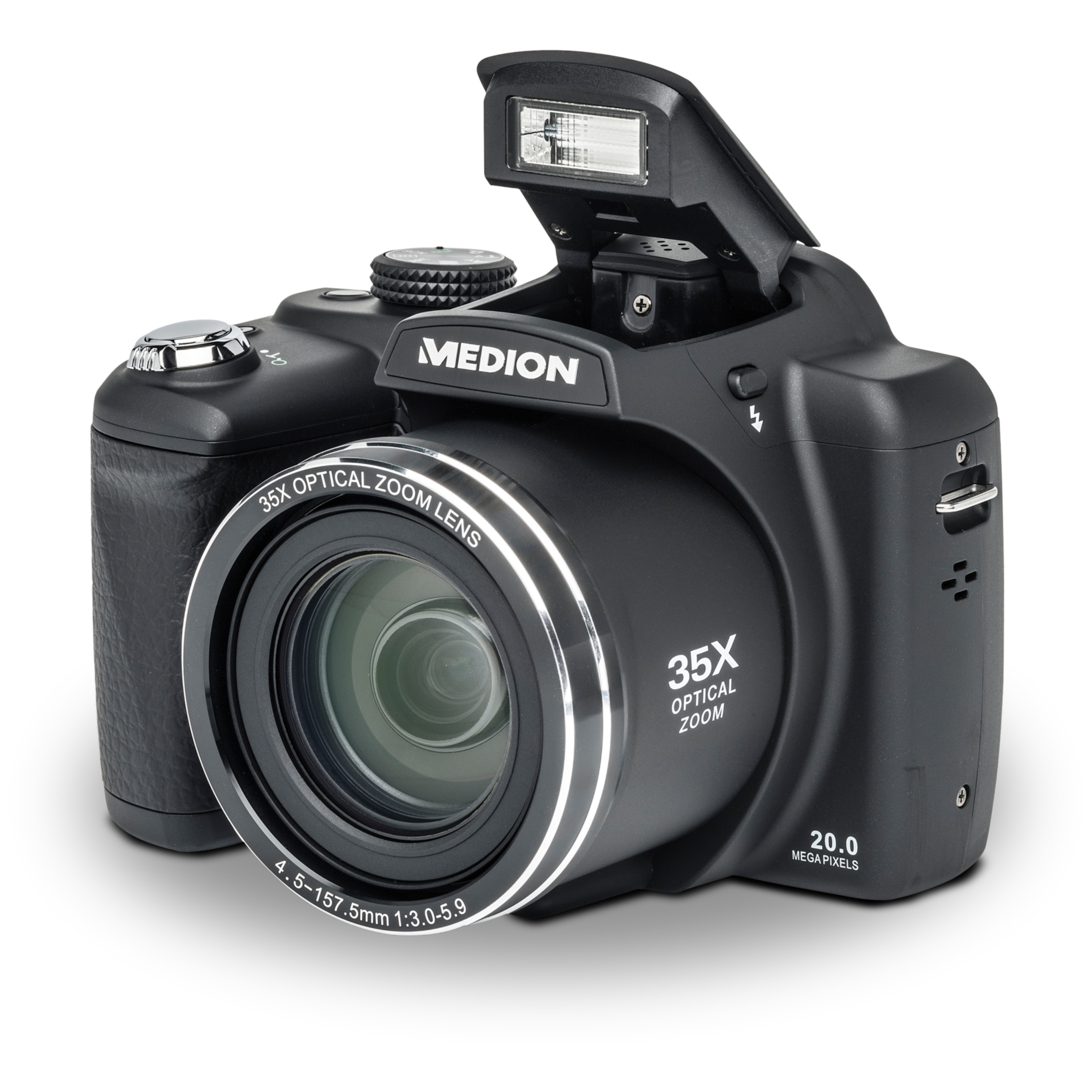 MEDION® LIFE® P44029 Digitalkamera, 20 MP, 7,62 cm (3") LC-Display, 35-fach optischer Zoom, 8-fach digitaler Zoom, HD Videoauflösung, Gesichtserkennung