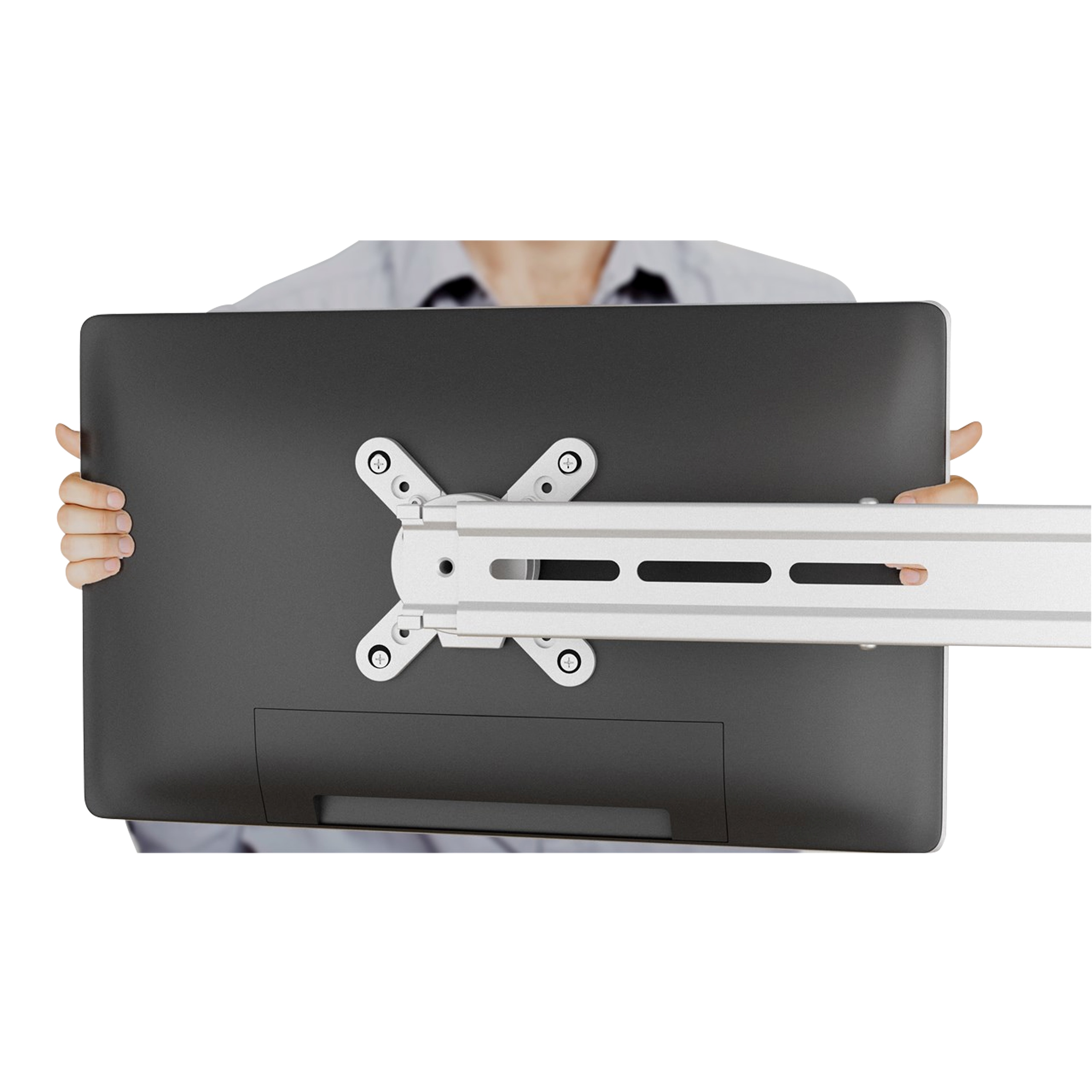 GOOBAY ScreenFlex TWIN Monitorhalterung, für alle Monitore von 33-58 cm (13-23''), zur Tischmontage für zwei Bildschirme, höhenverstellbar, schwenkbar und neingbar, bis 8kg