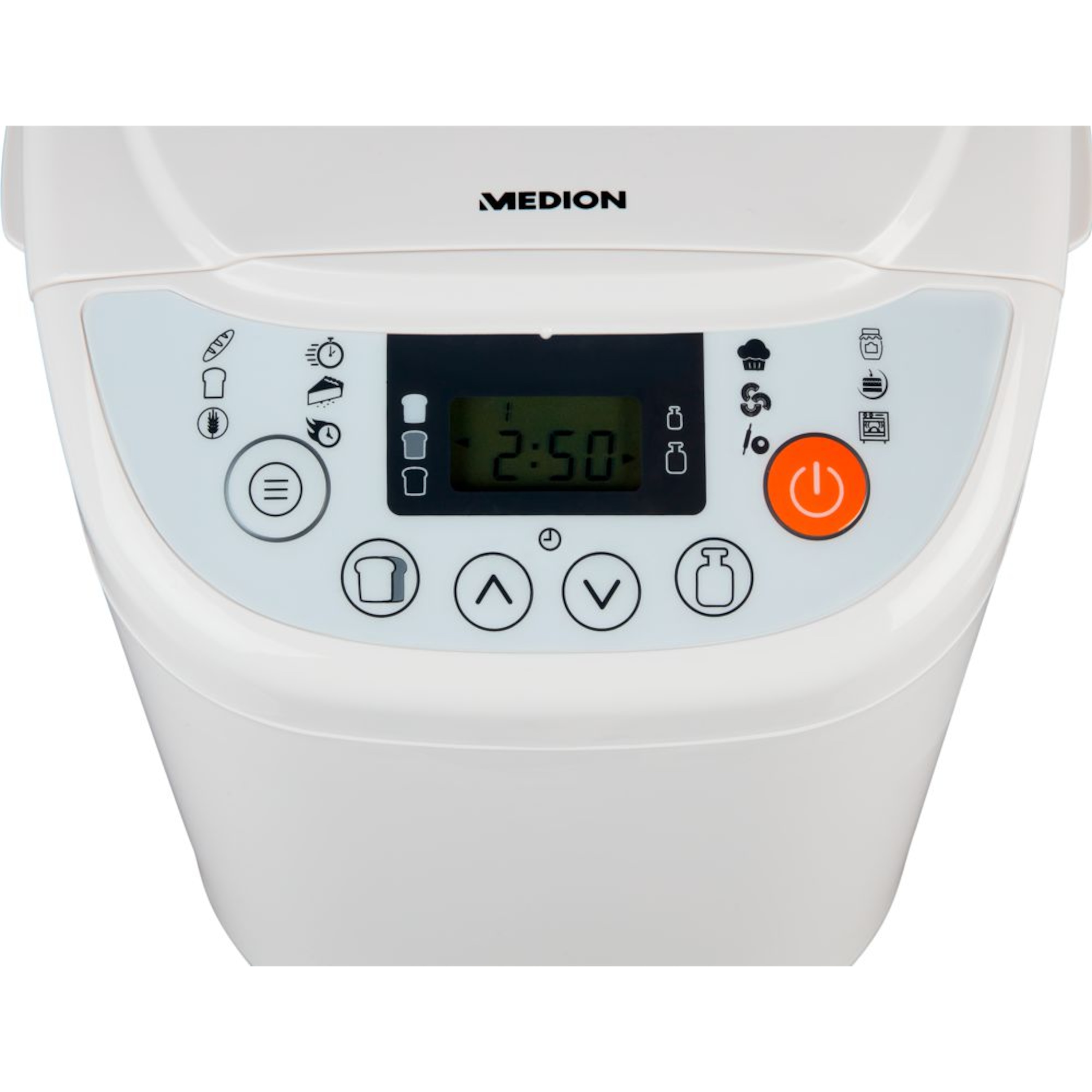 MEDION® Brotbackautomat MD 14752, 12 Backprogramme, 3 wählbare Bräunungsgrade, 2 Brotgrößen, 580 Watt, 700-1000g Fassungsvermögen