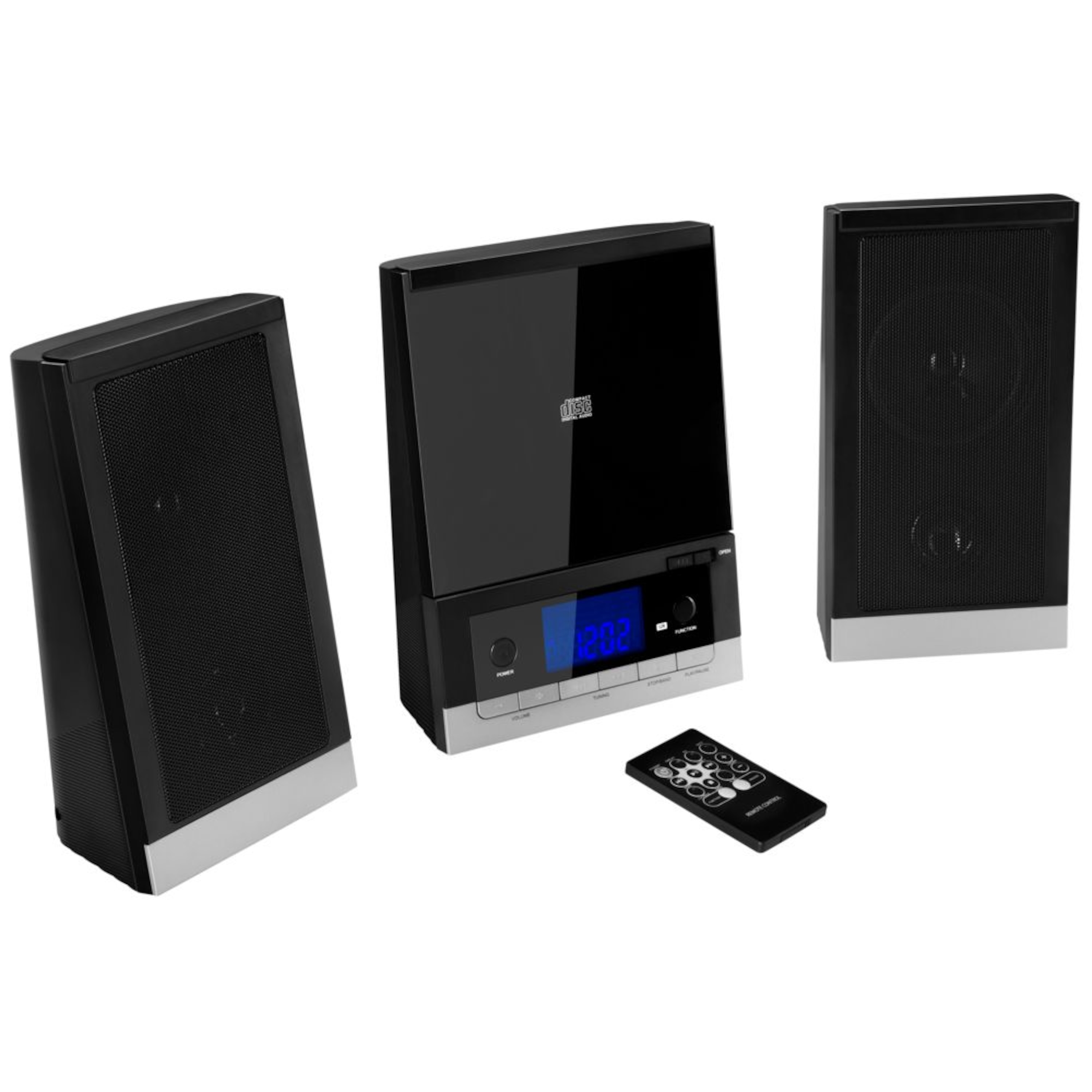 MEDION® LIFE® E64074 Mikro-Audio-System mit CD-Player UKW/MW Stereo Radio, Weckfunktion, 30 Senderspreicher, LC-Display mit blauer Hintergrundbeleuchtung, 2 x 25 W