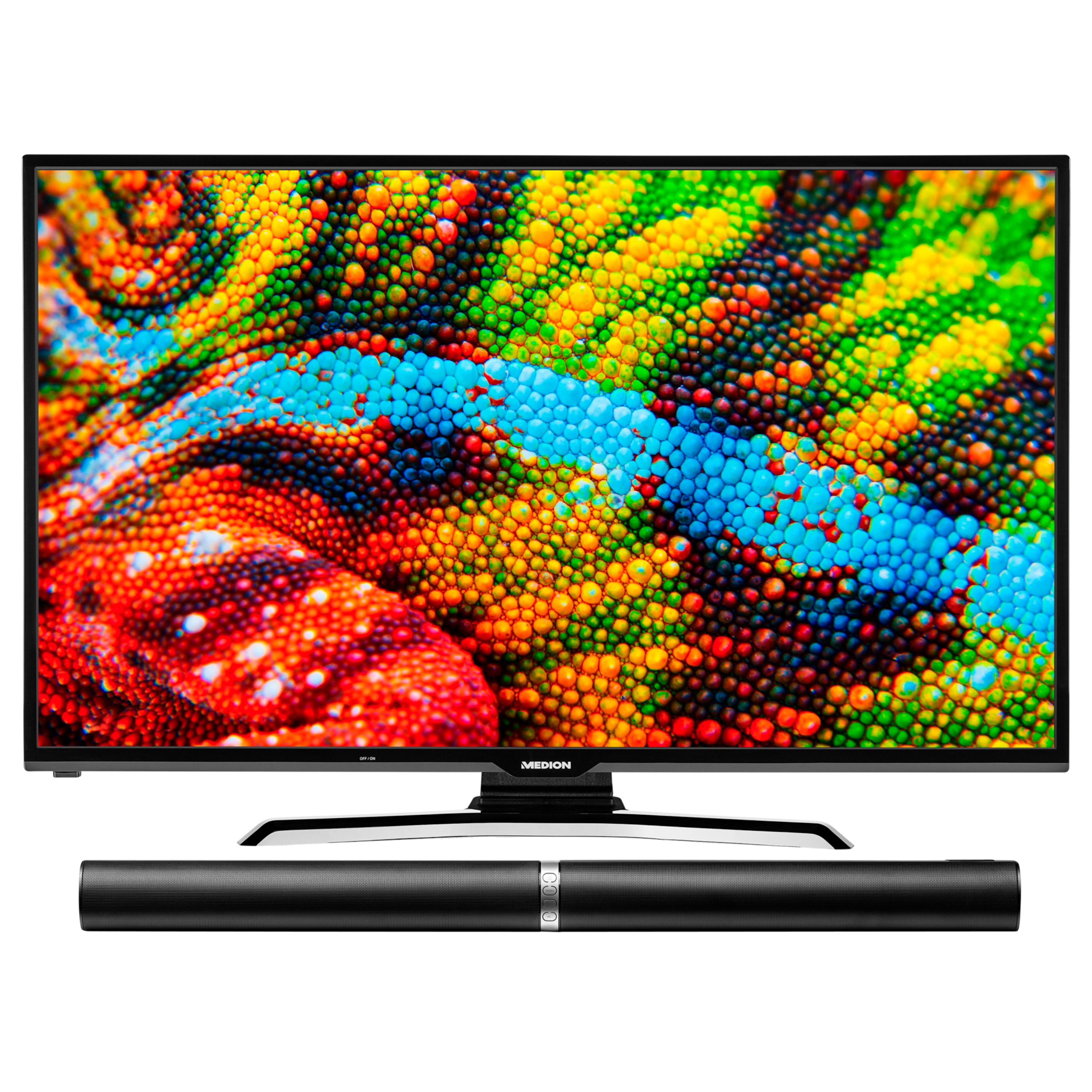 MEDION® LIFE® P14353 Smart-TV, 108 cm (43'') Full HD Fernseher, inkl. LIFE® P61202 TV-Soundbar - ARTIKELSET