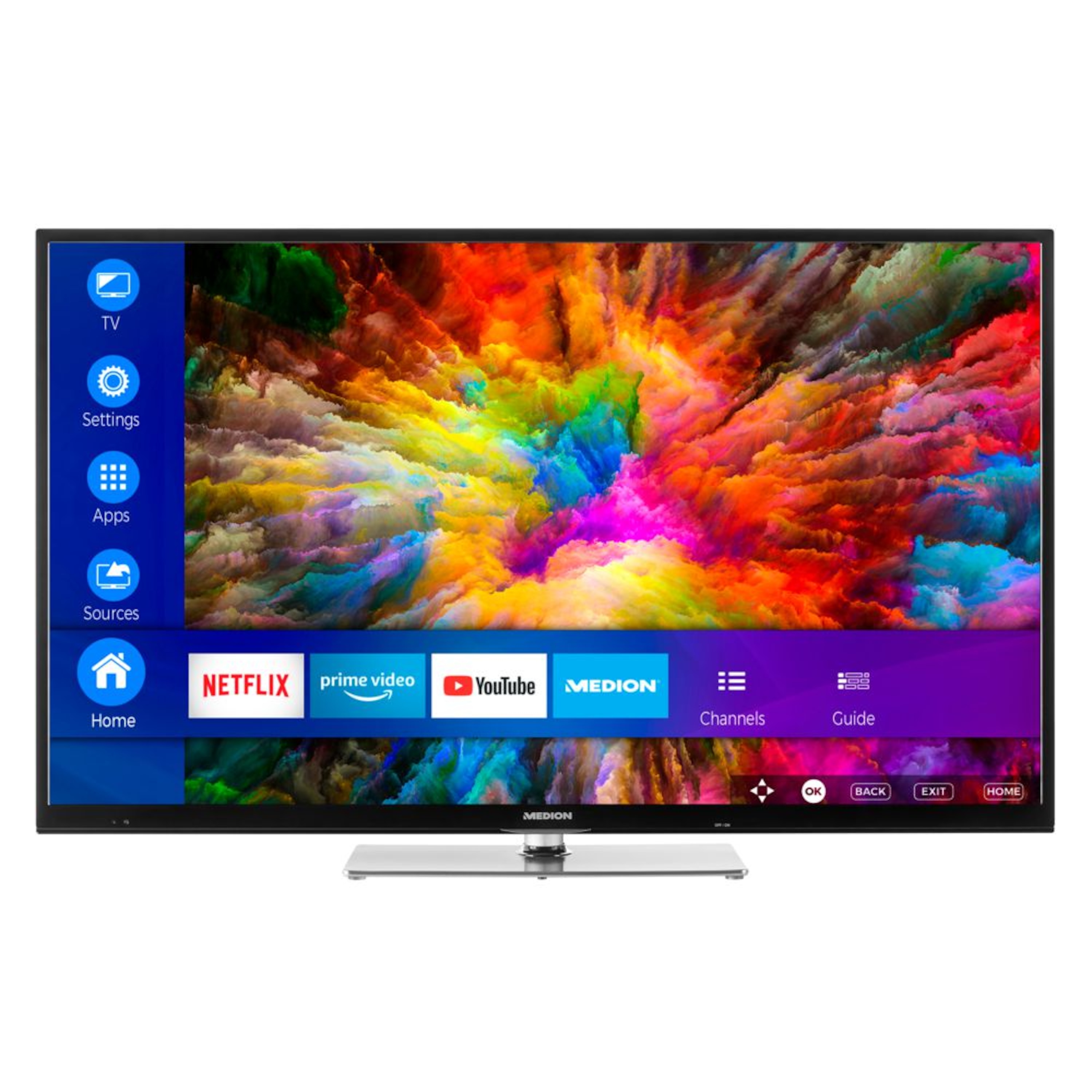 MEDION® LIFE® X14305 Smart-TV, 108 cm (43'') Ultra HD Display, HDR, Dolby Vision, PVR ready, Netflix, Amazon Prime Video, Bluetooth®, DTS HD, HD Triple Tuner, CI+, inkl. 2.1 TV Soundbar E64126