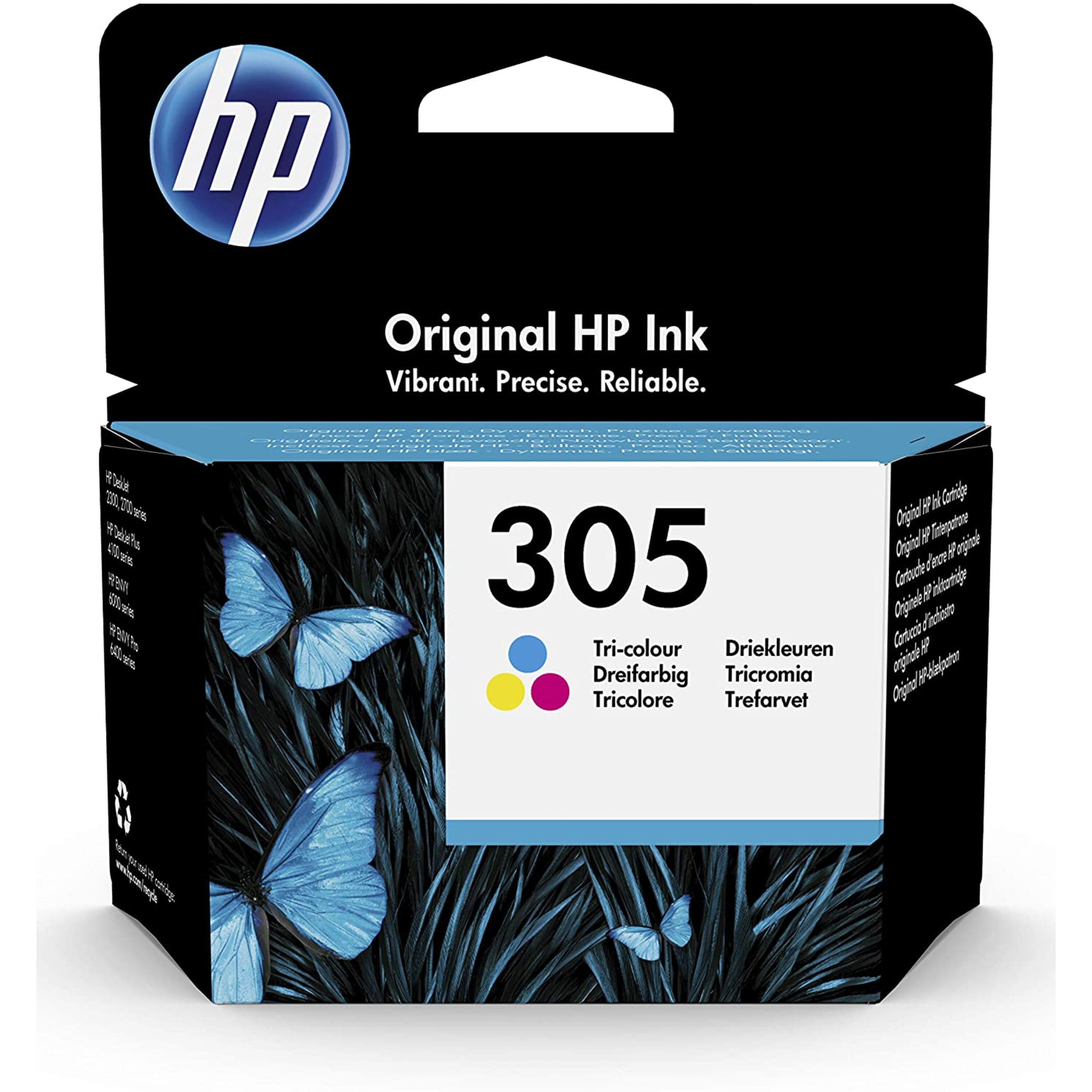 HP 305 Original Druckerpatrone Farbe, Cyan/Magenta/Gelb, gestochen scharfe Texte, Bilder und Grafiken in brillanten Farben, zum Drucken von hochwertigen Fotos und Dokumenten, zuverlässige Druckqualität