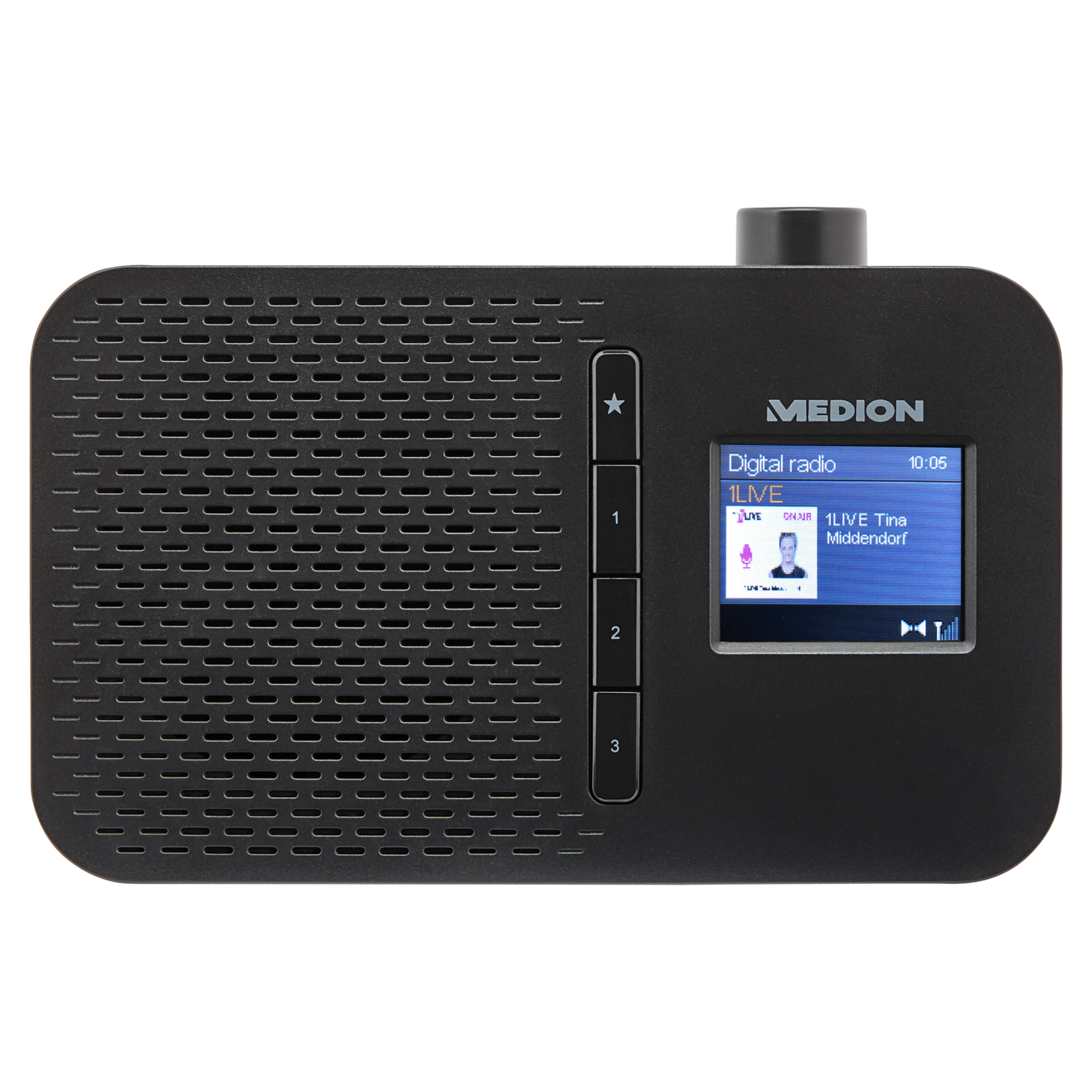 MEDION® LIFE® E66487 Tragbares DAB+ Radio, 4,57 cm (1,8')' TFT Farbdisplay, DAB+/UKW mit 60 Senderspeichern (je 30 DAB+/UKW), automatische Uhrzeitsynchronisierung, Netz-/ oder Batteriebetrieb, kompaktes Design
