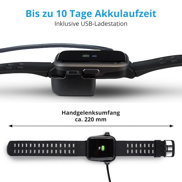 MEDION® LIFE® P2200 Fitnessuhr mit Farbdisplay, Multi-Sport Modi, Herzfrequenzmesser, Schlaftracking, Schrittzähler, Stoppuhr, Staub- und Wassergeschützt