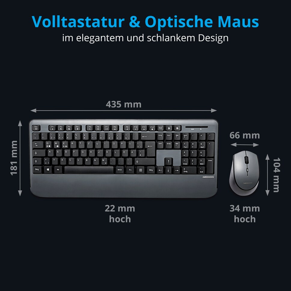 MEDION® LIFE® E81114 Bluetooth® Tastatur Maus Set