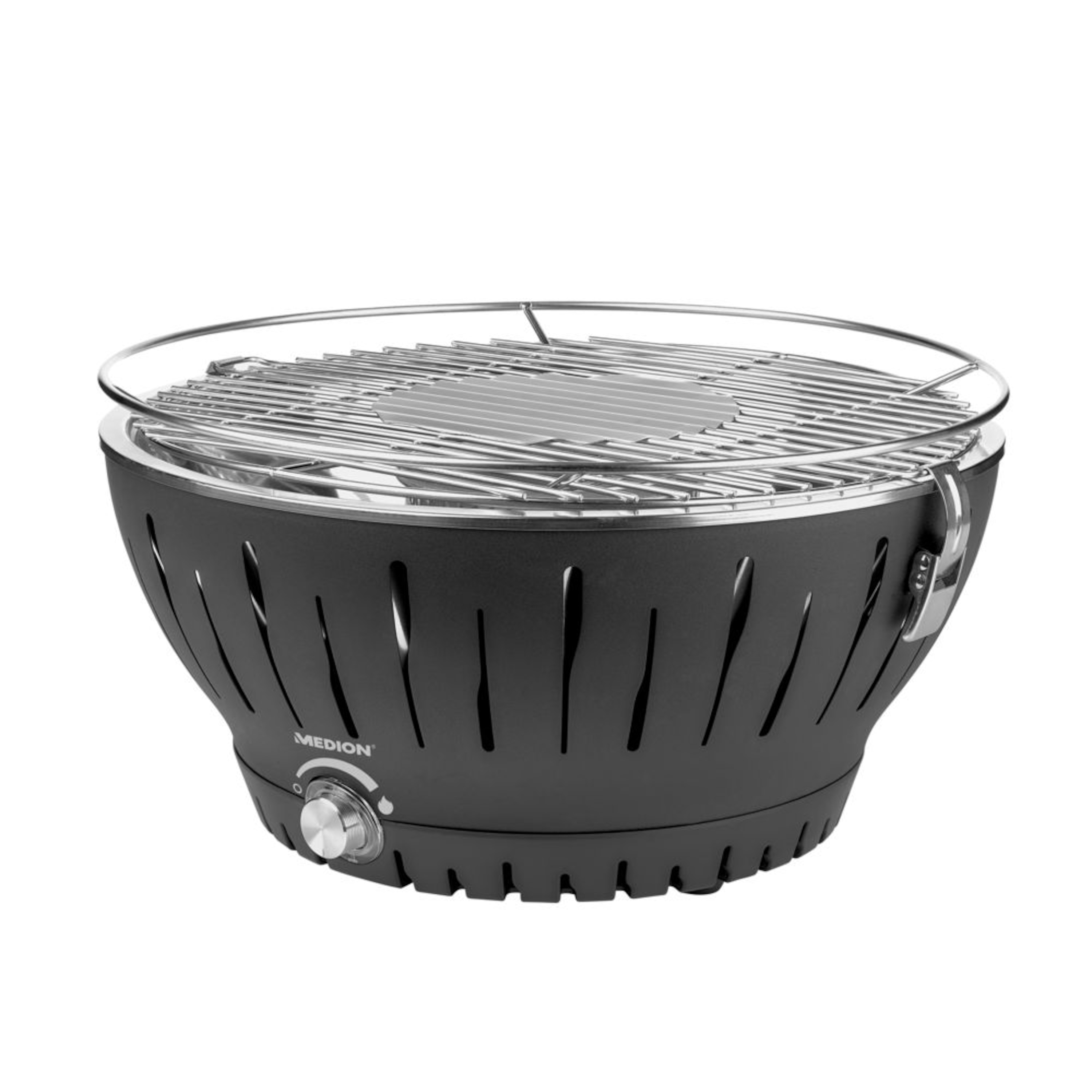 ECOM_MEDION_HW_MD18722_Holzkohlegrill_mit_Luefter_Front_Side_Right_ohne_Fleisch