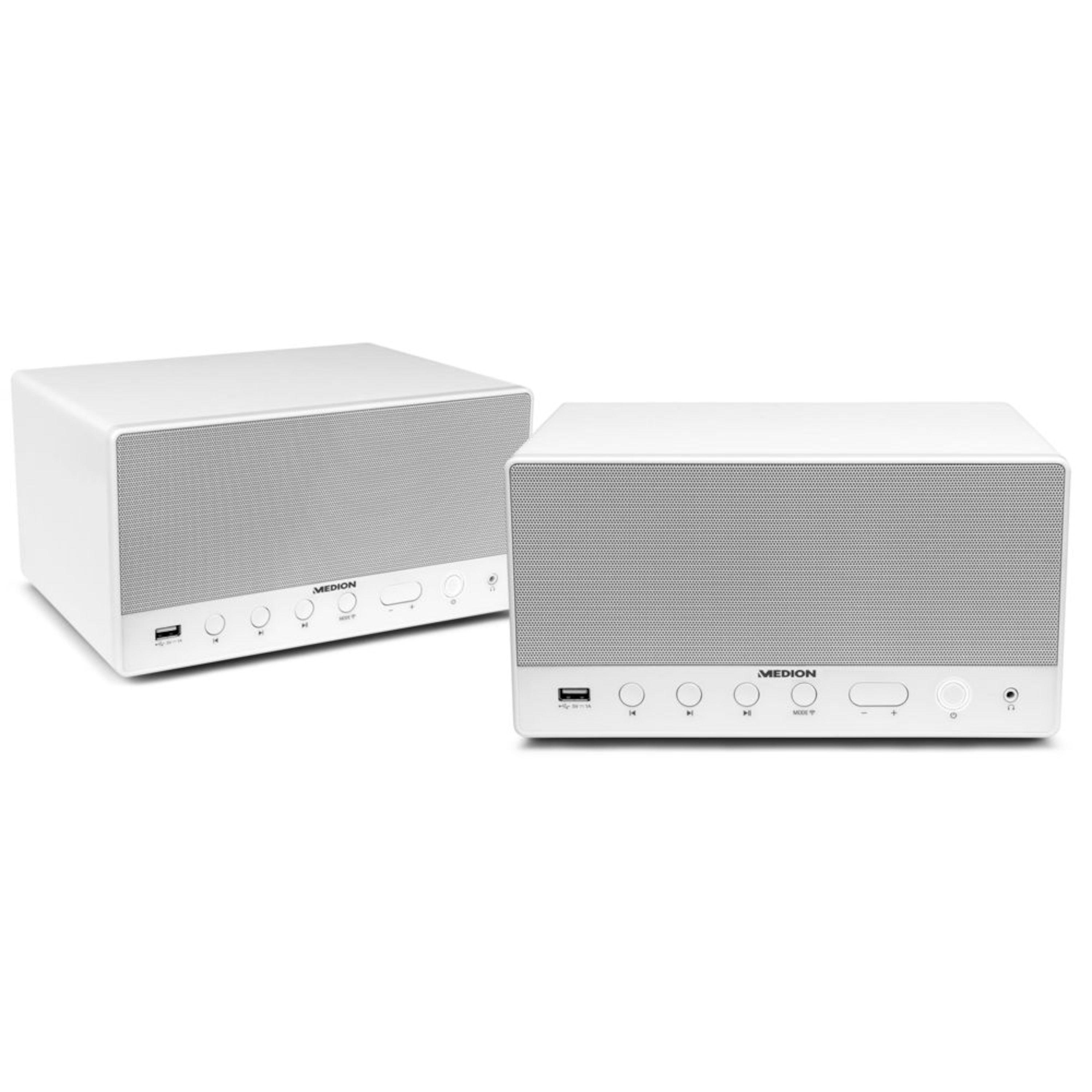 MEDION® Sparpaket - 2 x MEDION® LIFE® P61071 Multiroom Lautsprecher mit WLAN, Spotify Connect kompatibel, DLNA, USB Ladeanschluss, AUX-In, 2 x 7 Watt + 15 Watt RMS