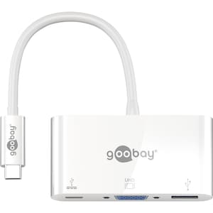 GOOBAY Adaptateur multiport USB-C &trade; Connexion VGA, USB-C &trade; vers USB 3.0 et VGA, adapté aux MacBook, MacBook Pro et autres appareils avec connexion USB-C &trade;