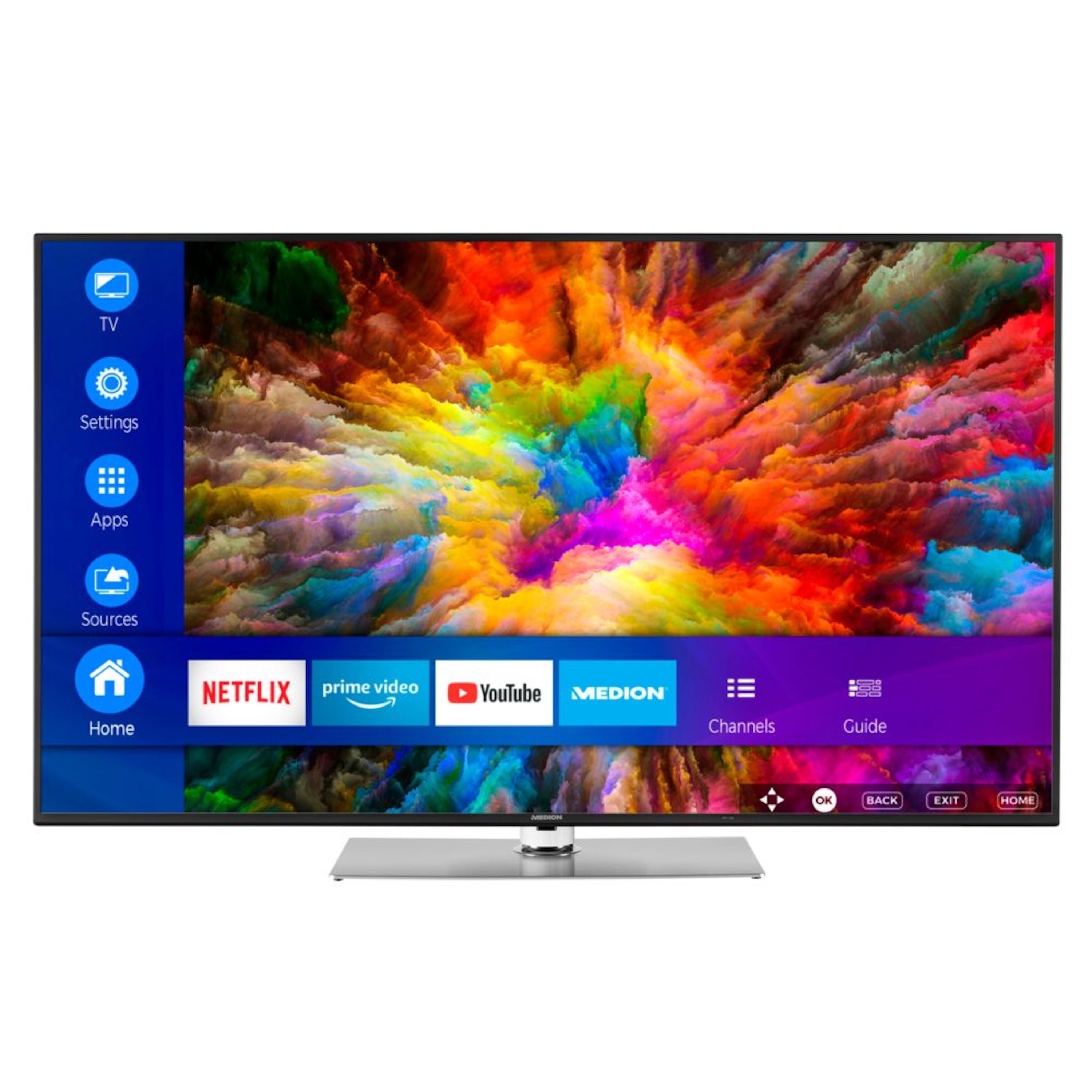 MEDION® LIFE® X16565 Smart-TV, 163,9 cm (65'') Ultra HD Display, HDR, Dolby Vision™, PVR ready, Netflix, Amazon Prime Video, Bluetooth®, DTS HD, HD Triple Tuner, CI+