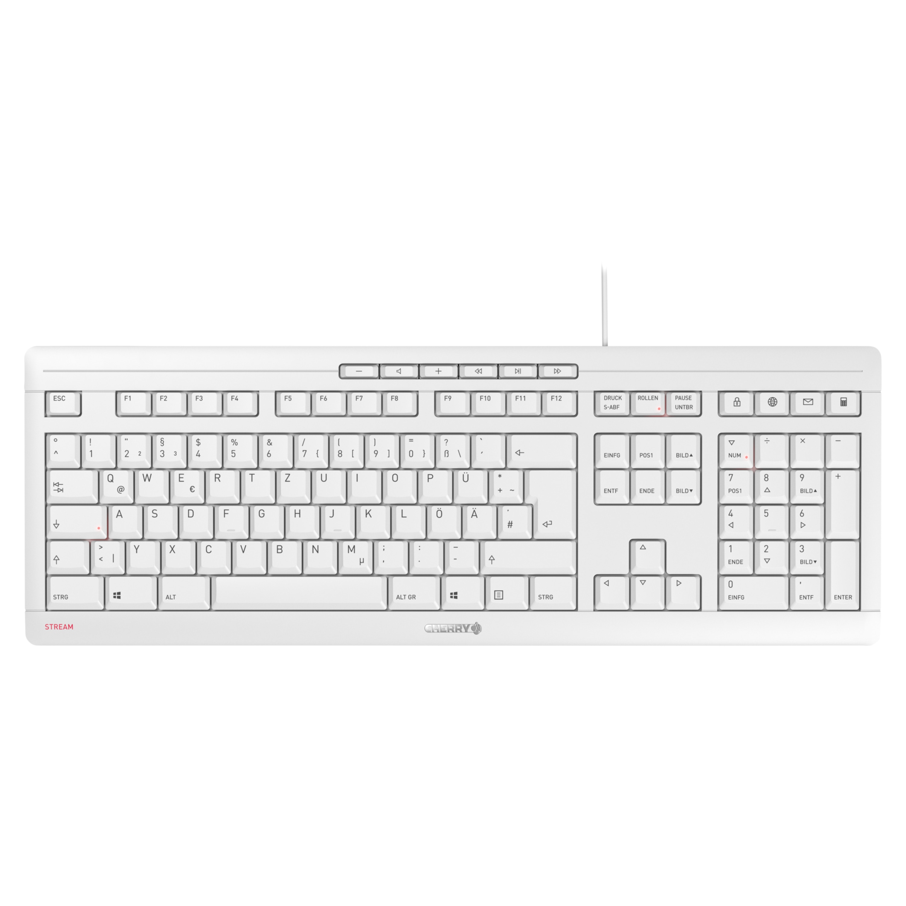 CHERRY STREAM Keyboard JK-8500DE-0, flüsterleise Tastatur mit 10 Office & Multimedia-Tasten, SX-Scherenmechanik, flaches & modernes Design