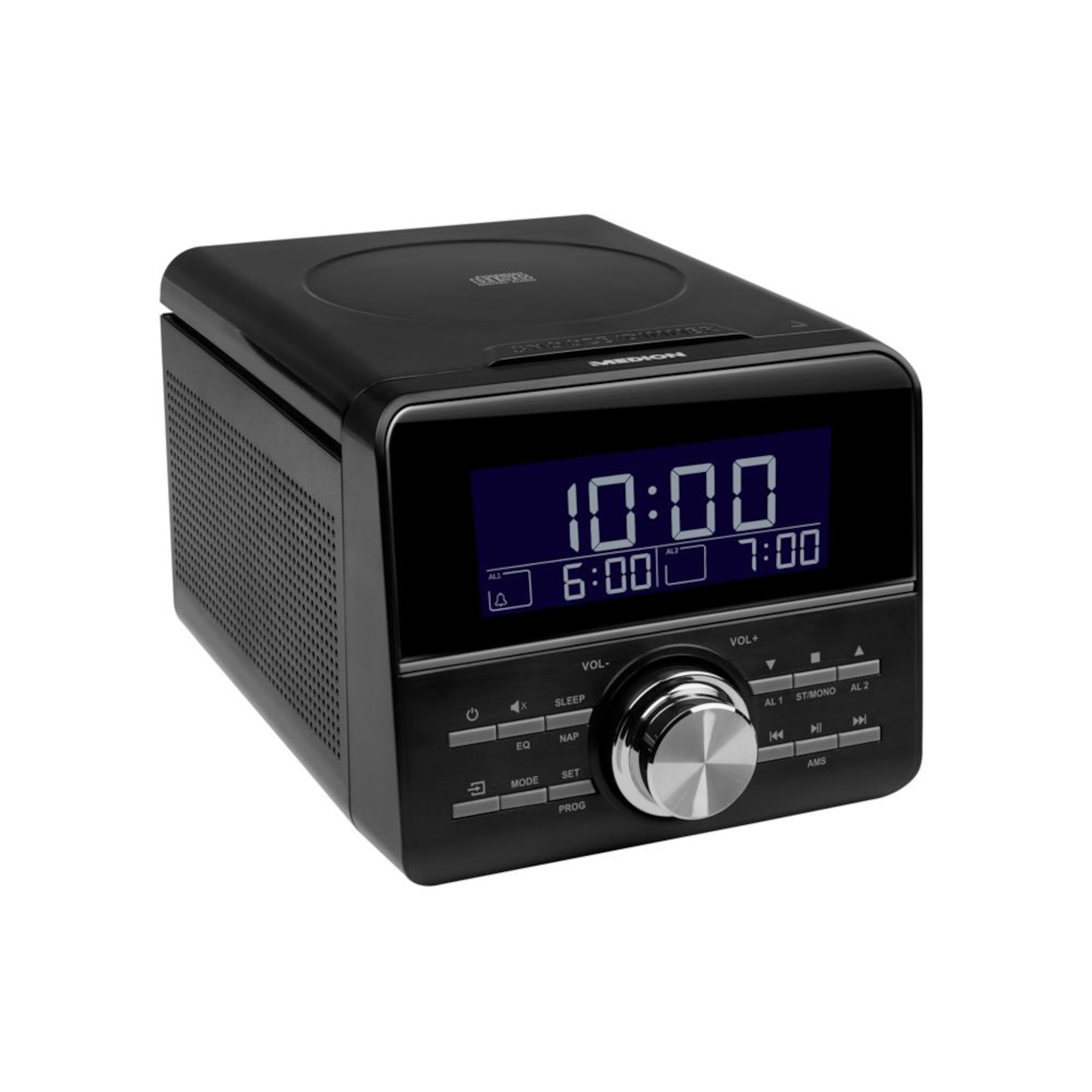 MEDION® LIFE® E66428 CD-Uhrenradio, negatives LC-Display, CD Player, PLL-UKW Radio, 2 x 1,5 W RMS, 40 Senderspeicher, 2 Weckzeiten mit 4 Weckprogrammen   (B-Ware)