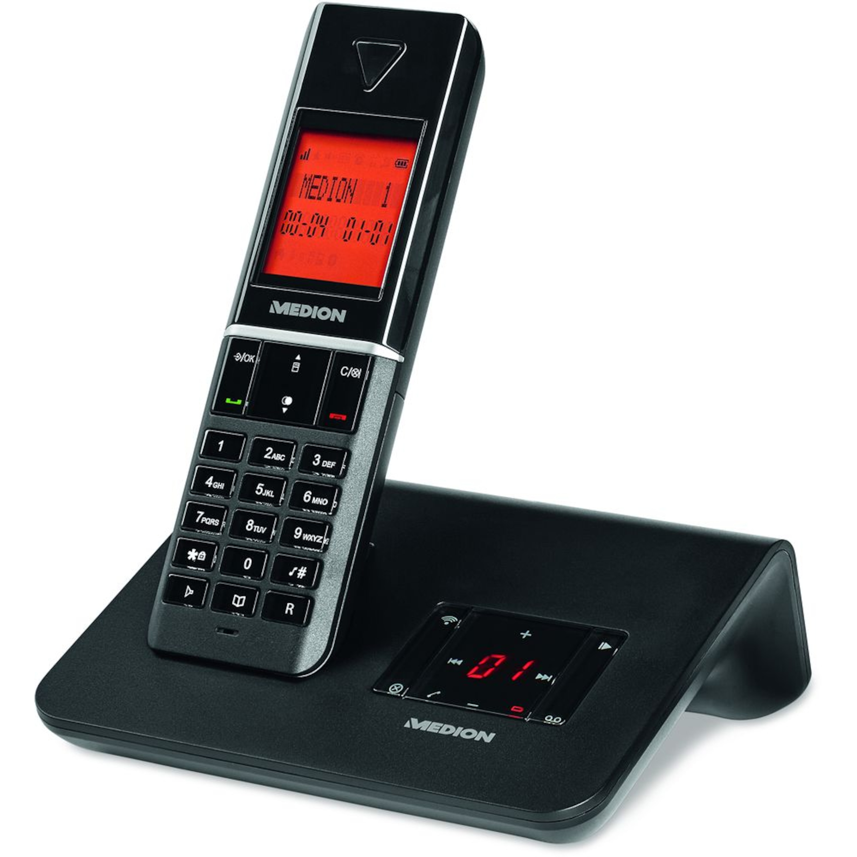 MEDION® LIFE® E63041 DECT Telefon mit Basisstation und 2 Mobilteilen, Anrufbeantworter, ECO Funktion