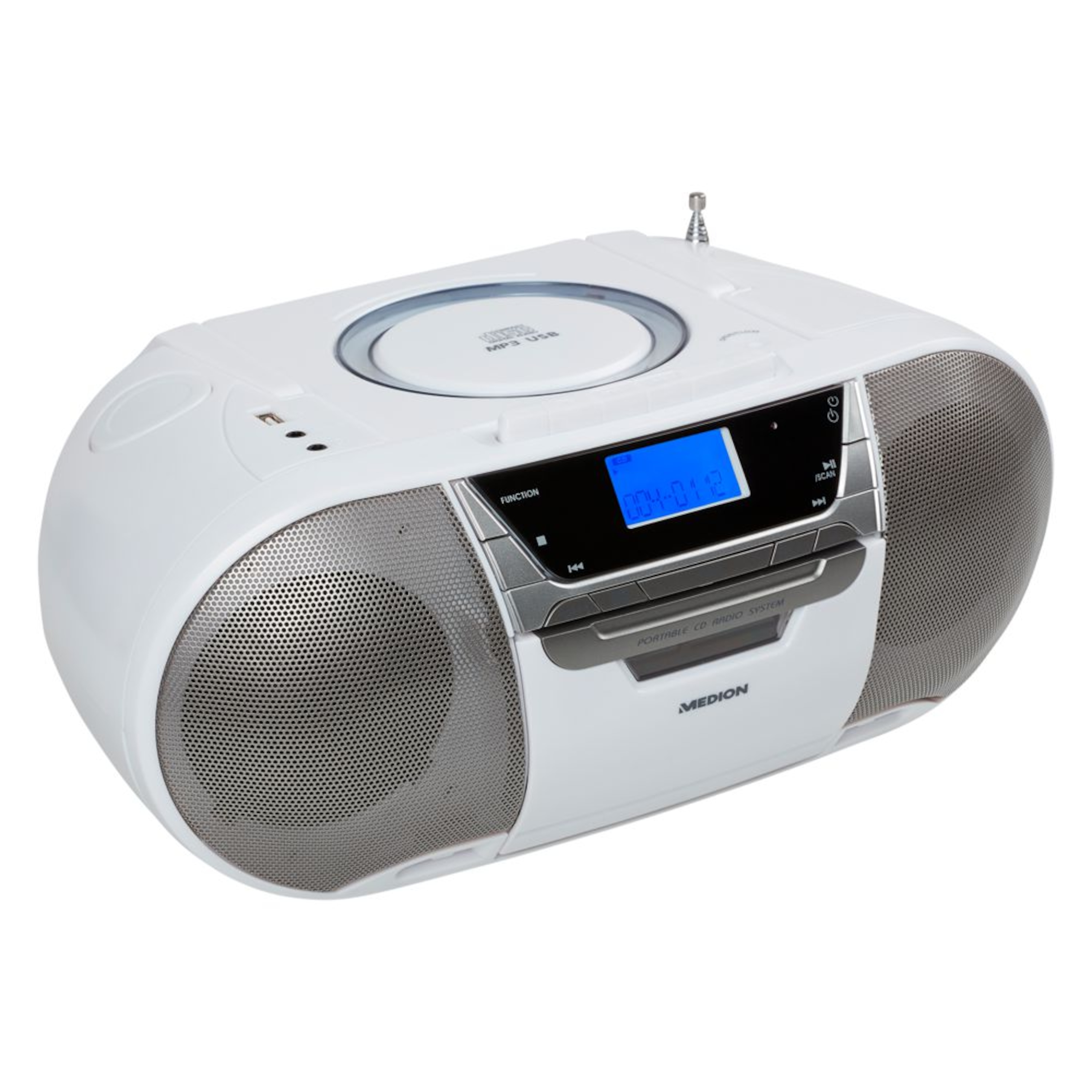 MEDION® LIFE® CD-/MP3-/Kassettenspieler, PLL-UKW Stereo Radio, LC-Display, CD/Mp3 Wiedergabe, USB-Anschluss, Kassettenfach, 2 x 20 W max. Musikausgangsleistung  (B-Ware)