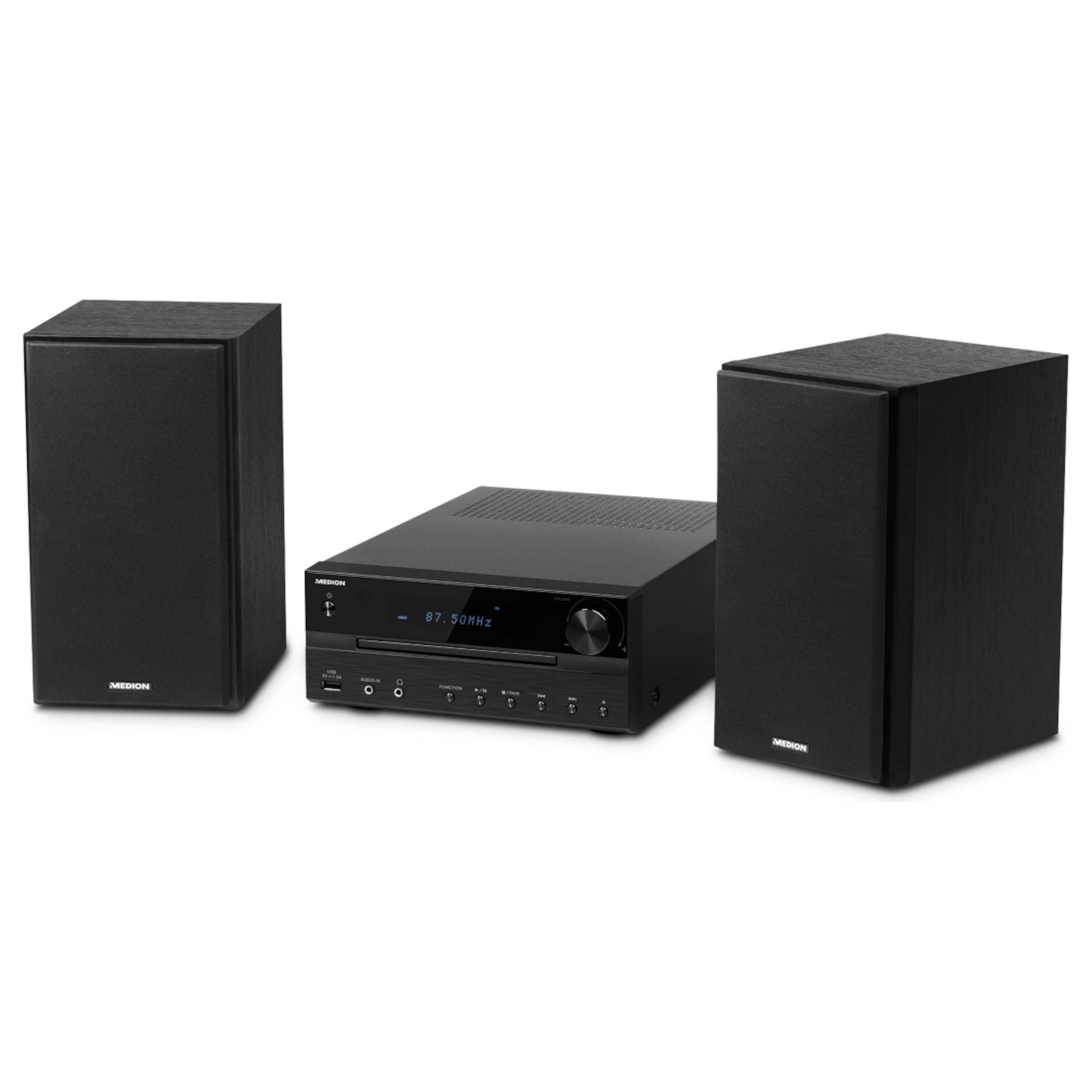 MEDION® LIFE® P64262 Micro-Audio-System mit CD-Player, DAB+, Bluetooth® 4.1, USB-Anschluss & -Ladefunktion, AUX, PLL-UKW Stereo-Radio, 2 x 15 W RMS (B-Ware)