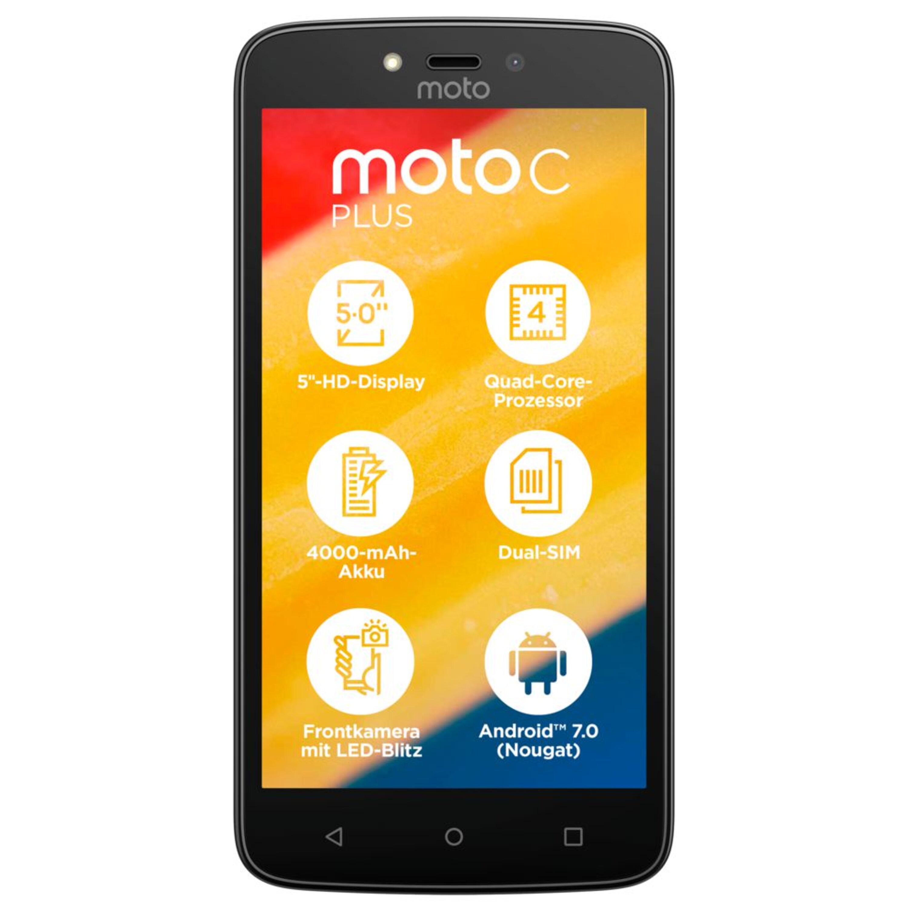 MOTOROLA Moto C Plus Smartphone, 12,7 cm (5") HD Display, Android™ 7.0, 16 GB Speicher, Quad-Core-Prozessor, Dual-SIM, LTE