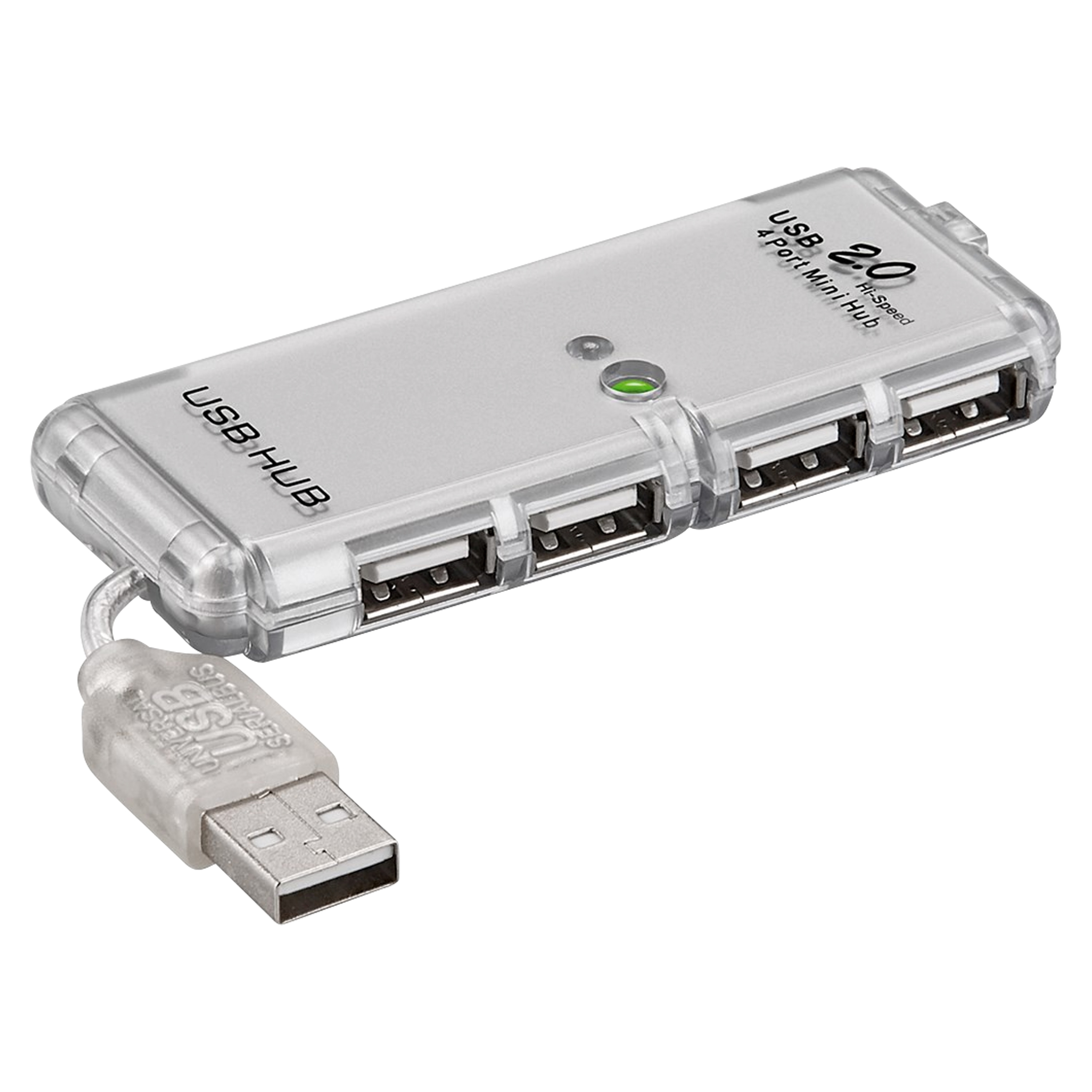 GOOBAY 4-fach USB 2.0 Hi-Speed Hub, zum Verbinden von bis zu 4 USB-Geräten mit einem USB-Anschluss, sehr kompakte Bauform