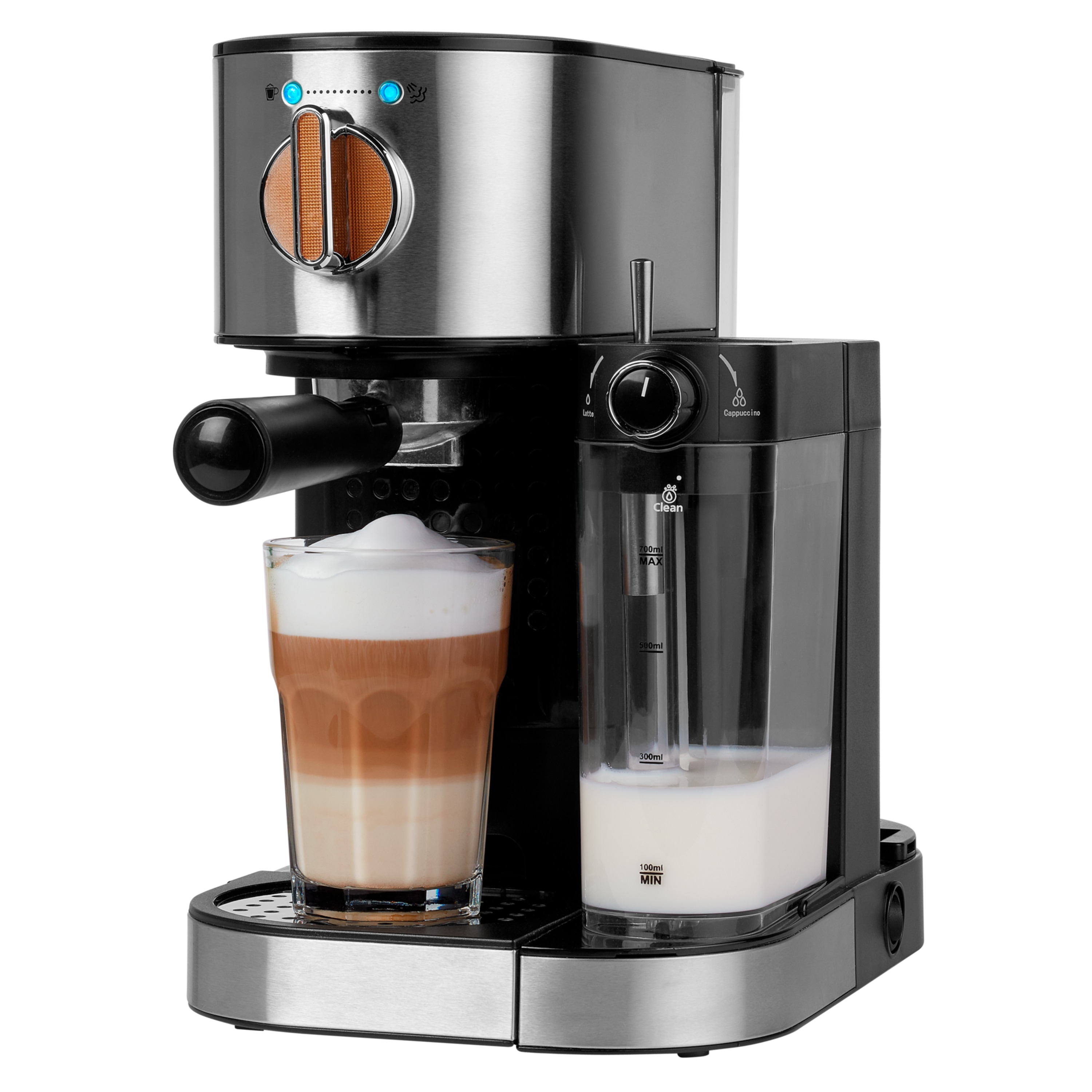 MEDION® Espressomaschine MD 17116 mit 15 bar, integrierter Milchaufschäumer, 1.470 Watt, 1,2 l Wassertank