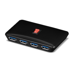 WENTRONIC 4 Port USB-HUB 3.0, Super Speed USB-Hub, Bis zu 5 Gb/s, Mit Ein-/Ausschalter, Plug & Play