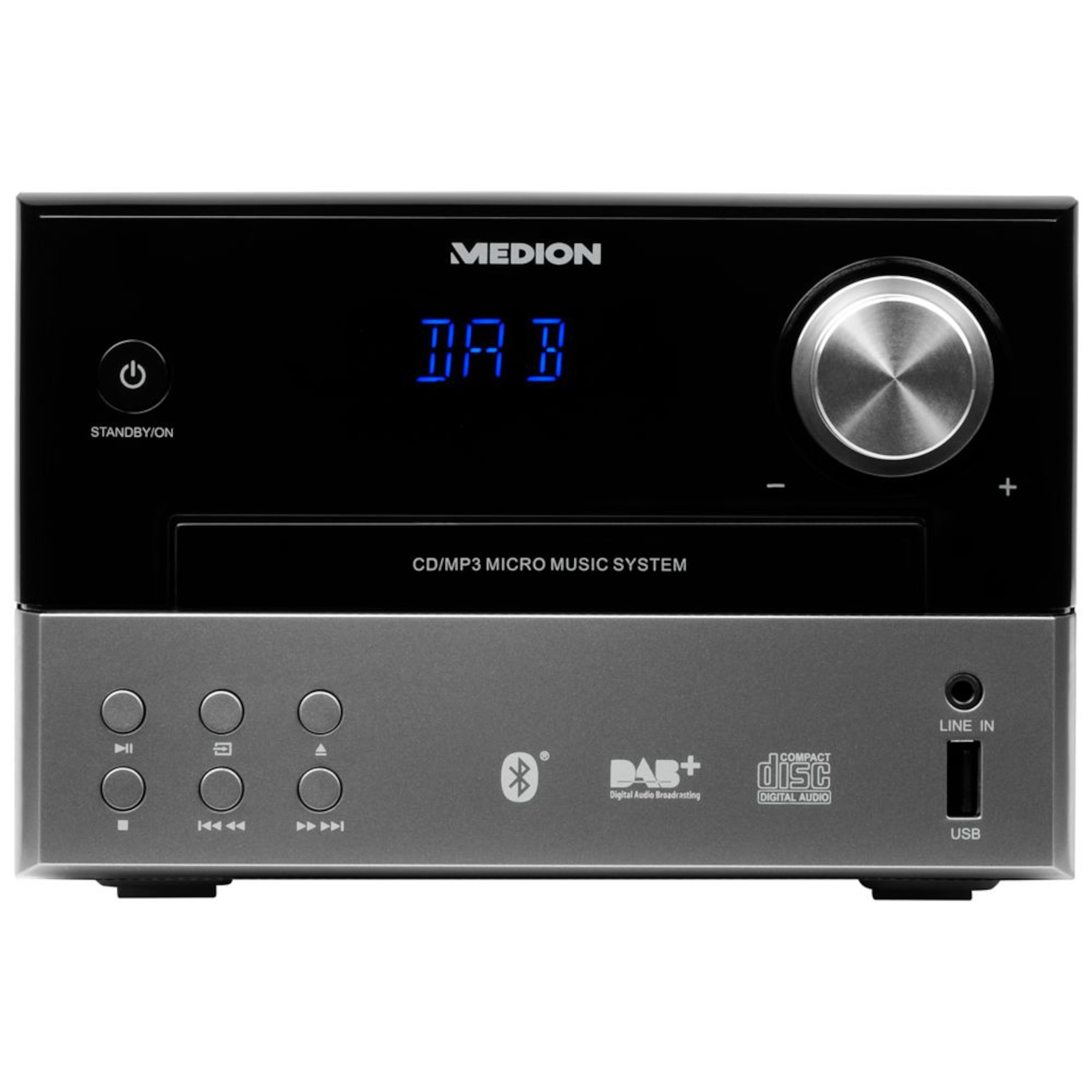 MEDION® LIFE® P64190 Micro-Audio-System mit DAB+ und Bluetooth®, CD/MP3-Player, USB, AUX, UKW/MW-Radio, 2 x 15 W RMS