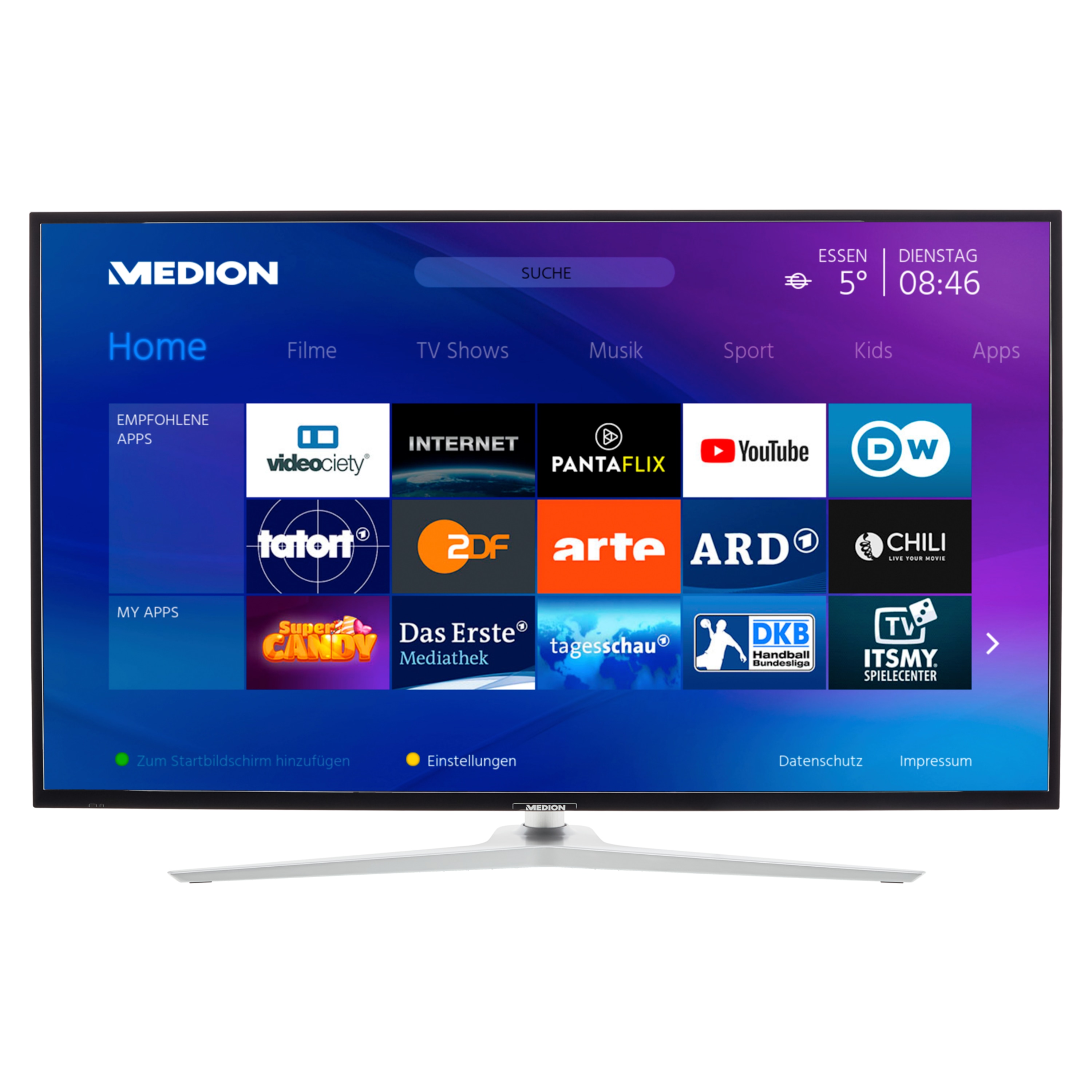 MEDION® LIFE® X14350 Smart-TV, 108 cm (43'') Ultra HD Fernseher, inkl. LIFE® P61202 TV-Soundbar - ARTIKELSET