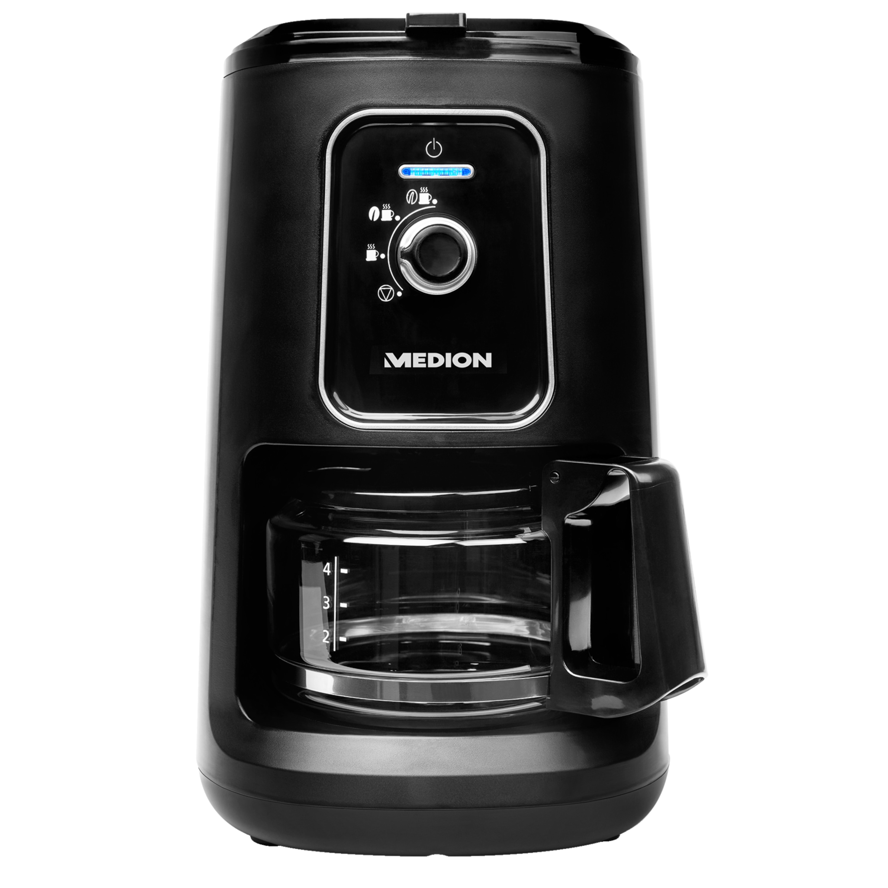 MEDION® Kaffeemaschine mit Mahlwerk MD 17384, 2in1-Funktion, 600 ml Tankvolumen, Permanentfilter, 2 Mahlstufen, 900 Watt