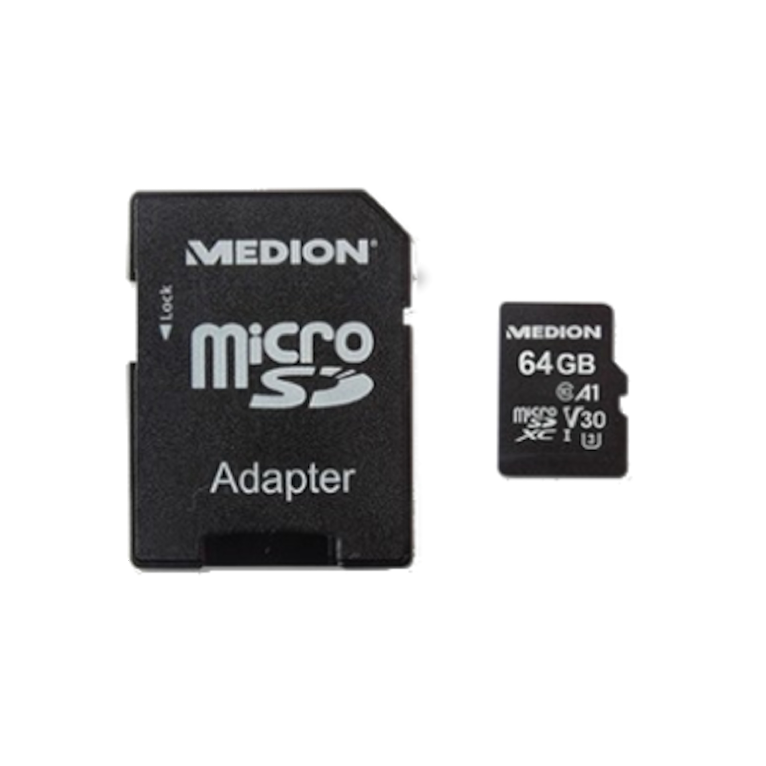 MEDION® E88074 64 GB microSDXC Speicherkarte, einfache Installation dank Plug & Play, inklusive microSD-Adapter