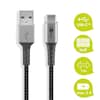 WENTRONIC USB-C™ auf USB-A Kabel, extrem belastbar, Knickschutz, geflochtenes Textilkabel und Aluminiumgehäuse