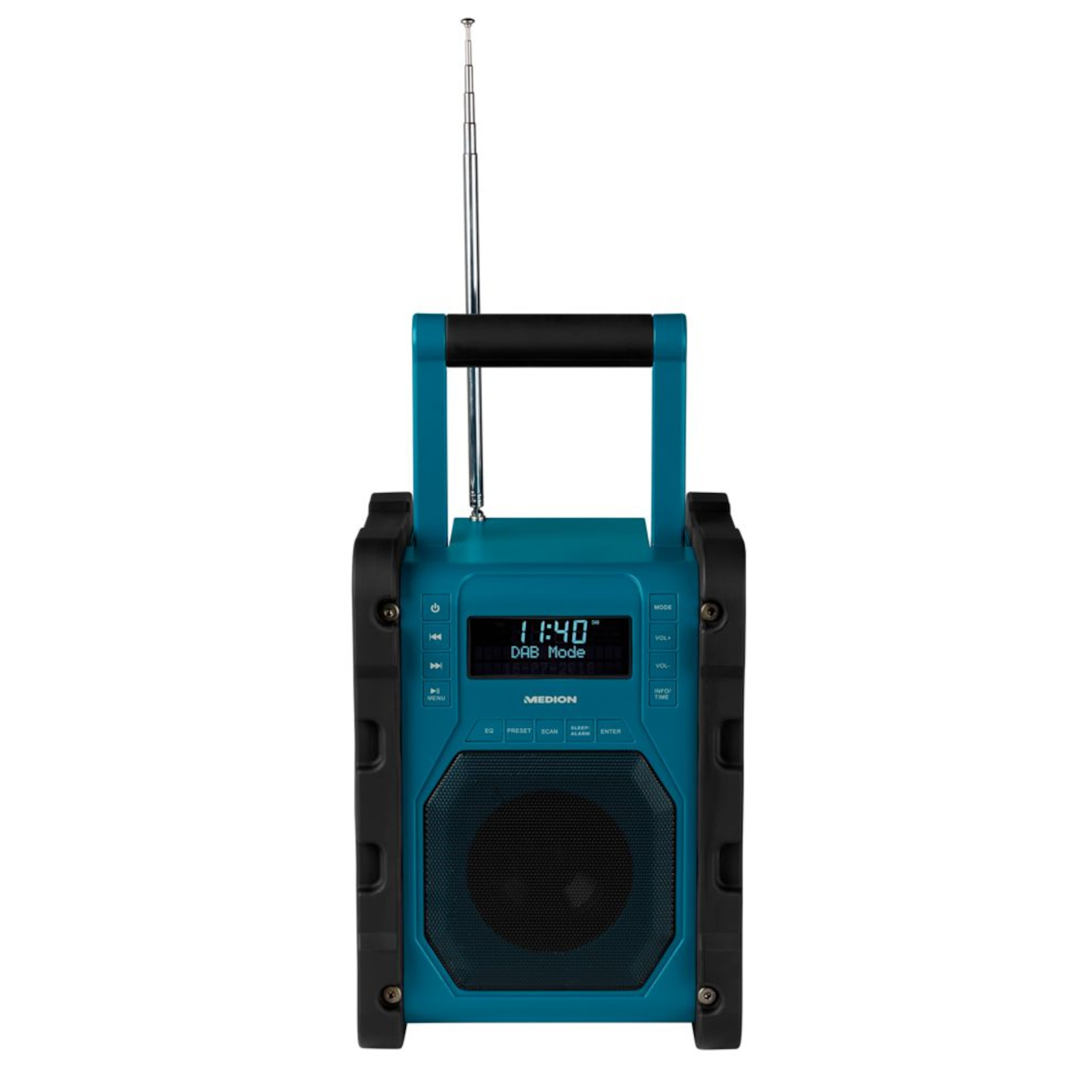 MEDION® LIFE® P66098 DAB+ Baustellenradio mit Bluetooth® Funktion, Dot-Matrix LC-Display, DAB+, PLL-UKW, RDS, stoßfestes Gehäuse, spritzwassergeschützt nach IP54