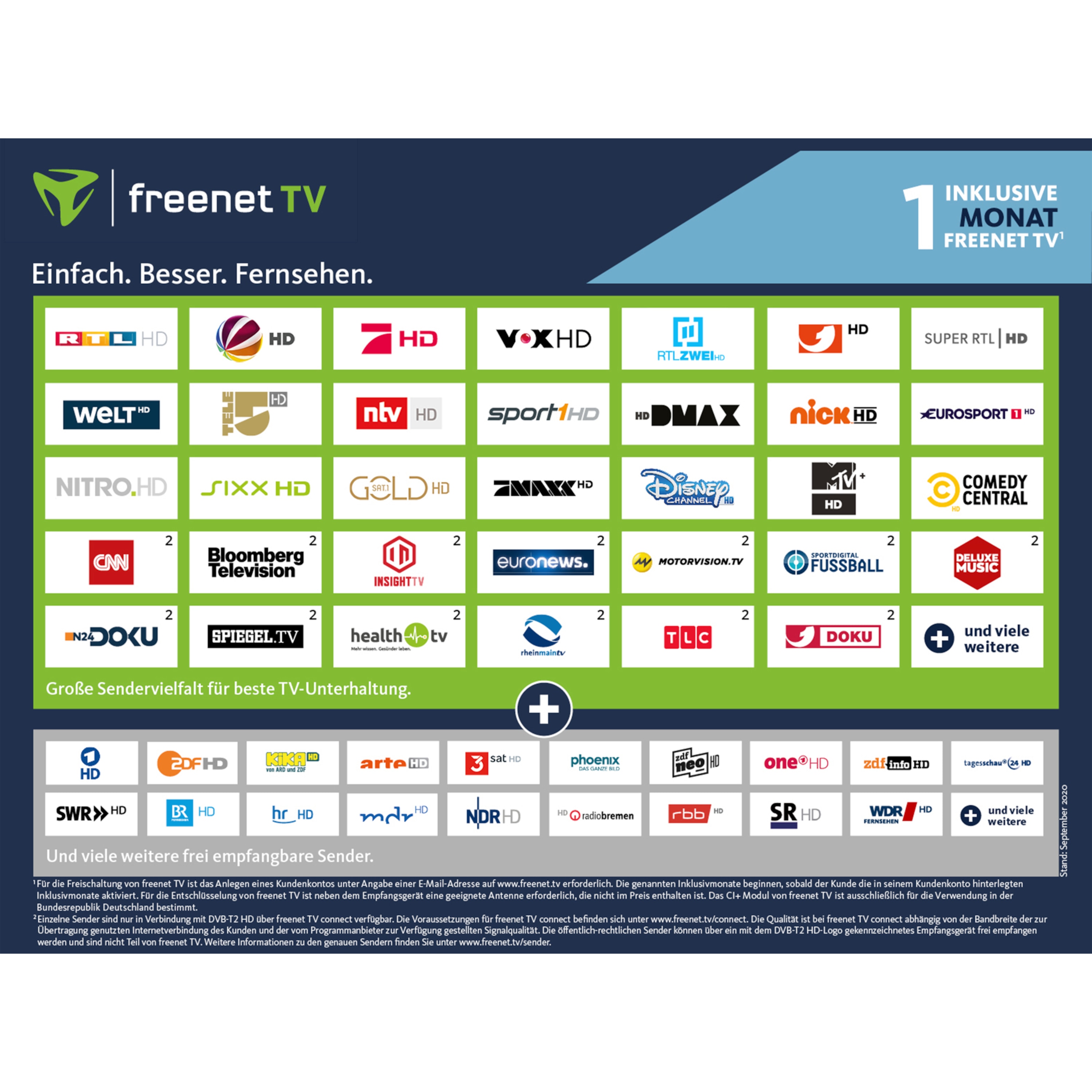 TELESTAR freenet TV CI+ Modul, für DVB-T2 HD und 4K/UHD geeignete Geräte, ermöglicht den Empfang via DVB-T2 HD ausgestrahlter verschlüsselter TV-Programme im Rahmen des freenet TV Angebotes, inkl. 1 Monat freenet TV