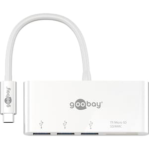 GOOBAY USB-C™ Multipoort Adapter | Breidt een USB-C™ -apparaat uit met drie USB 3.0-poorten en een kaartsleuf voor SD / MMC- en Micro SD-kaarten