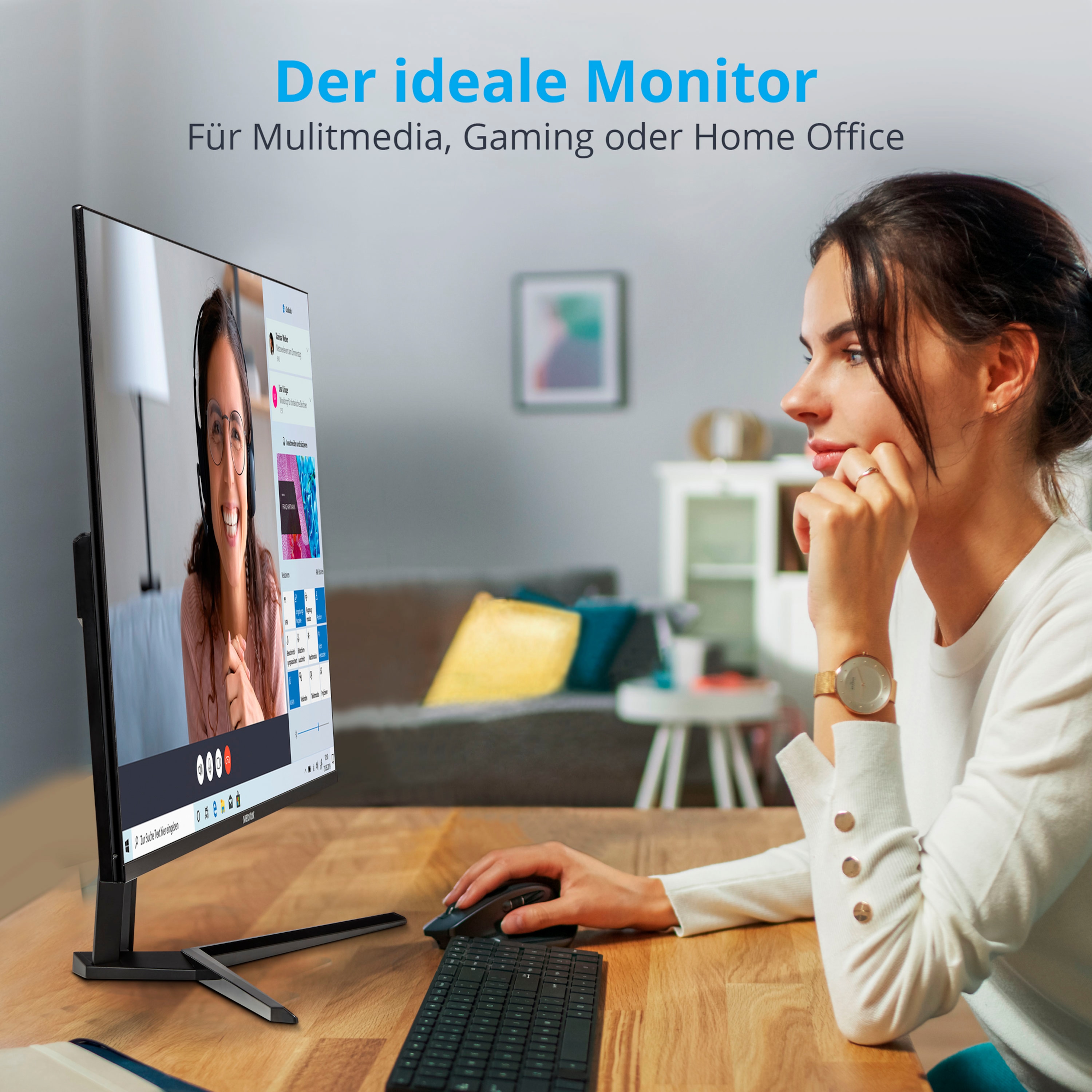 MEDION® AKOYA® P53290 Monitor, 80 cm (31,5'') QHD Display, DisplayPort, HDMI®, schlankes Gehäuse