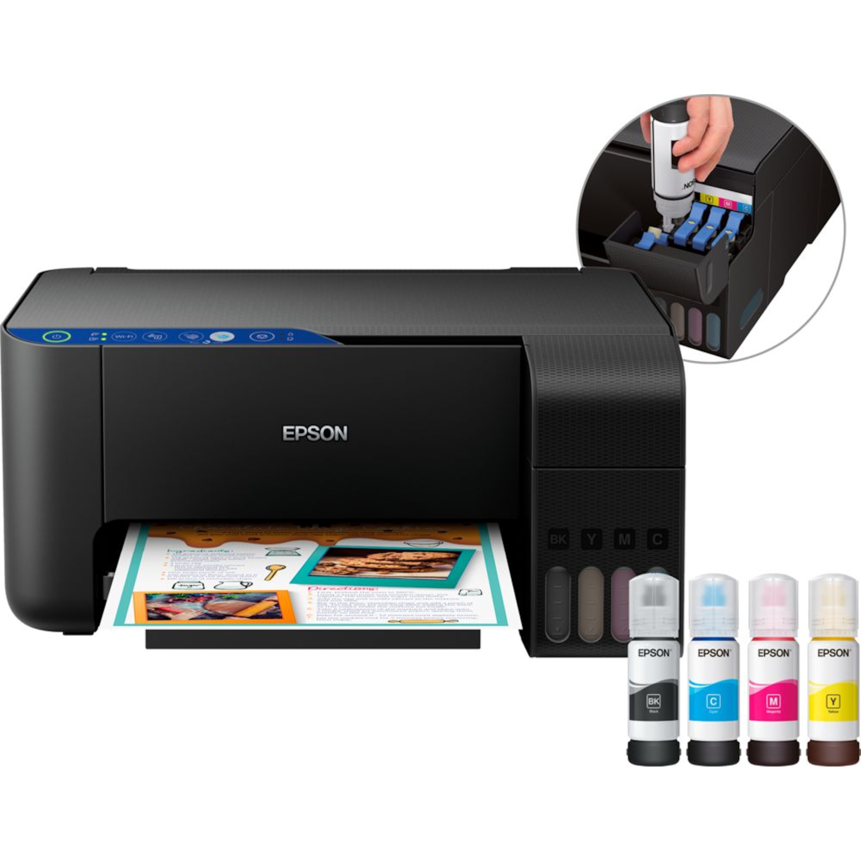 EPSON WLAN Drucker EcoTank ET-2711, nachfüllbares 3-in-1 Multifunktionsgerät