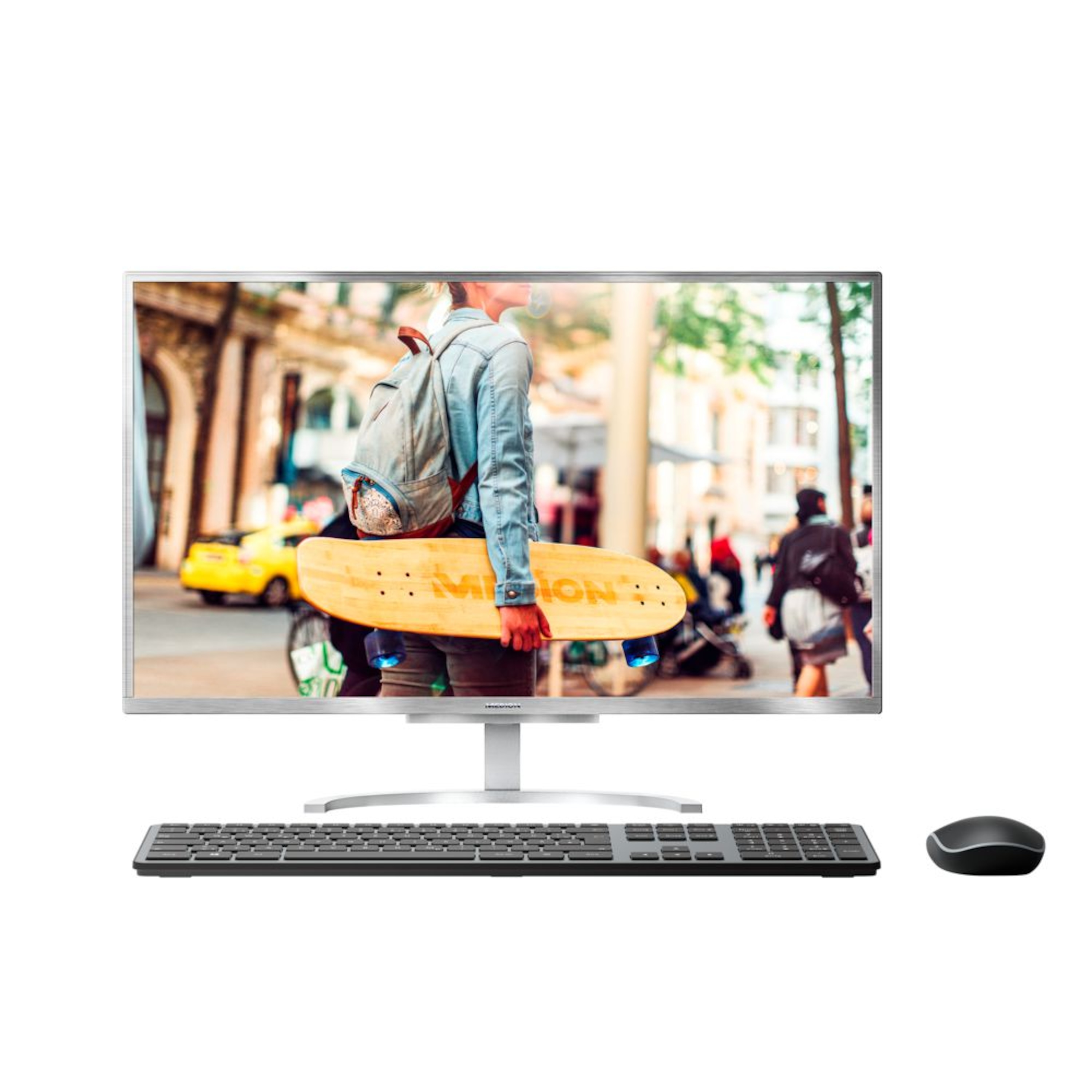 MEDION® AKOYA® E23401, Intel® Core™ i3-7020U, Windows 10 Home, 60,5 cm (23,8") FHD Display, 128 GB PCIe SSD, 1 TB HDD, 4 GB DDR4 RAM, USB-Webcam, Aluminium-Design, All-in-One