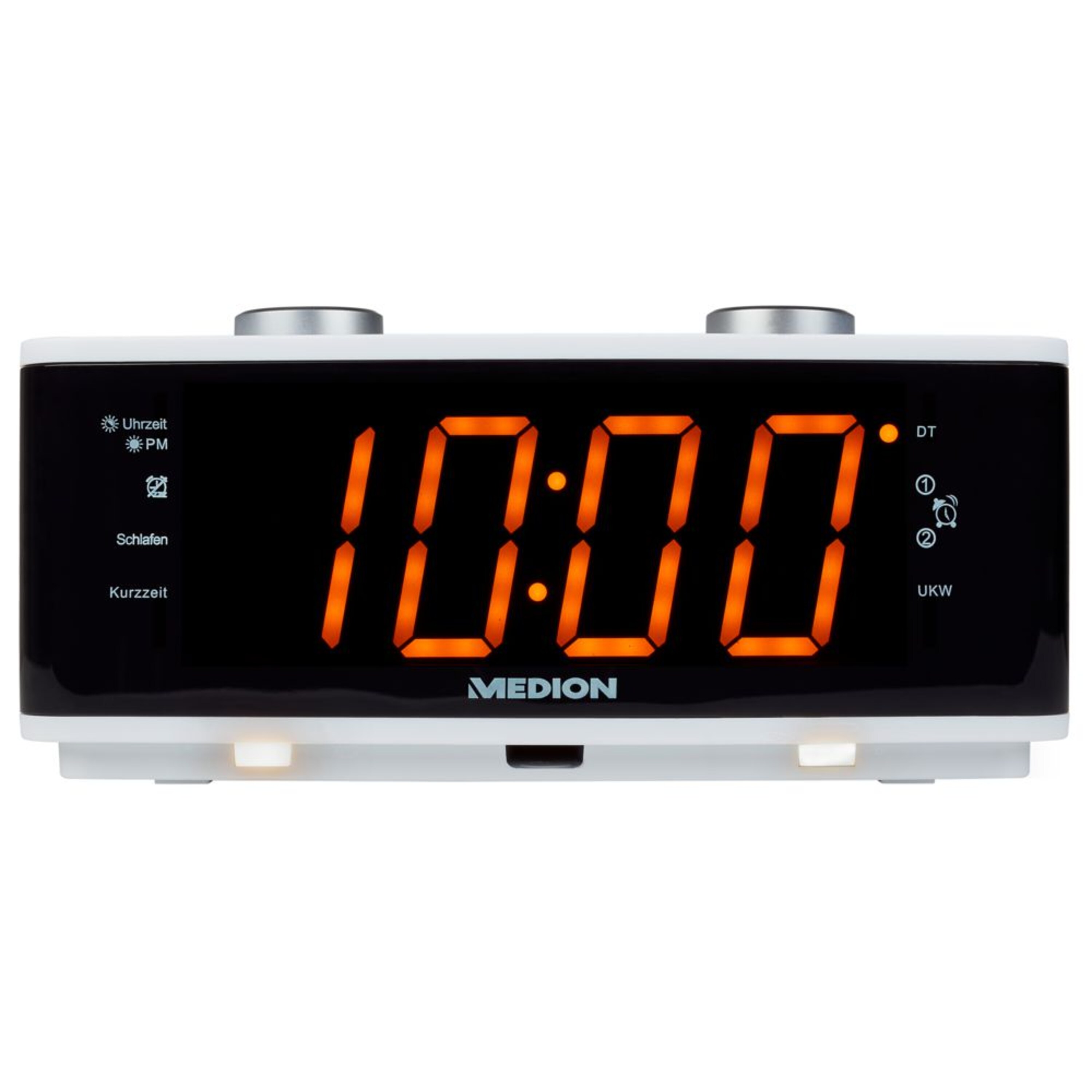 MEDION® LIFE® P66172 Uhrenradio, großes 4,57 cm (1,8'') LED-Display, PLL-UKW Radio, 20 Senderspeicher, USB Ladeanschluss, LED-Nachtlicht, benutzerfreundliche Bedienelemente
