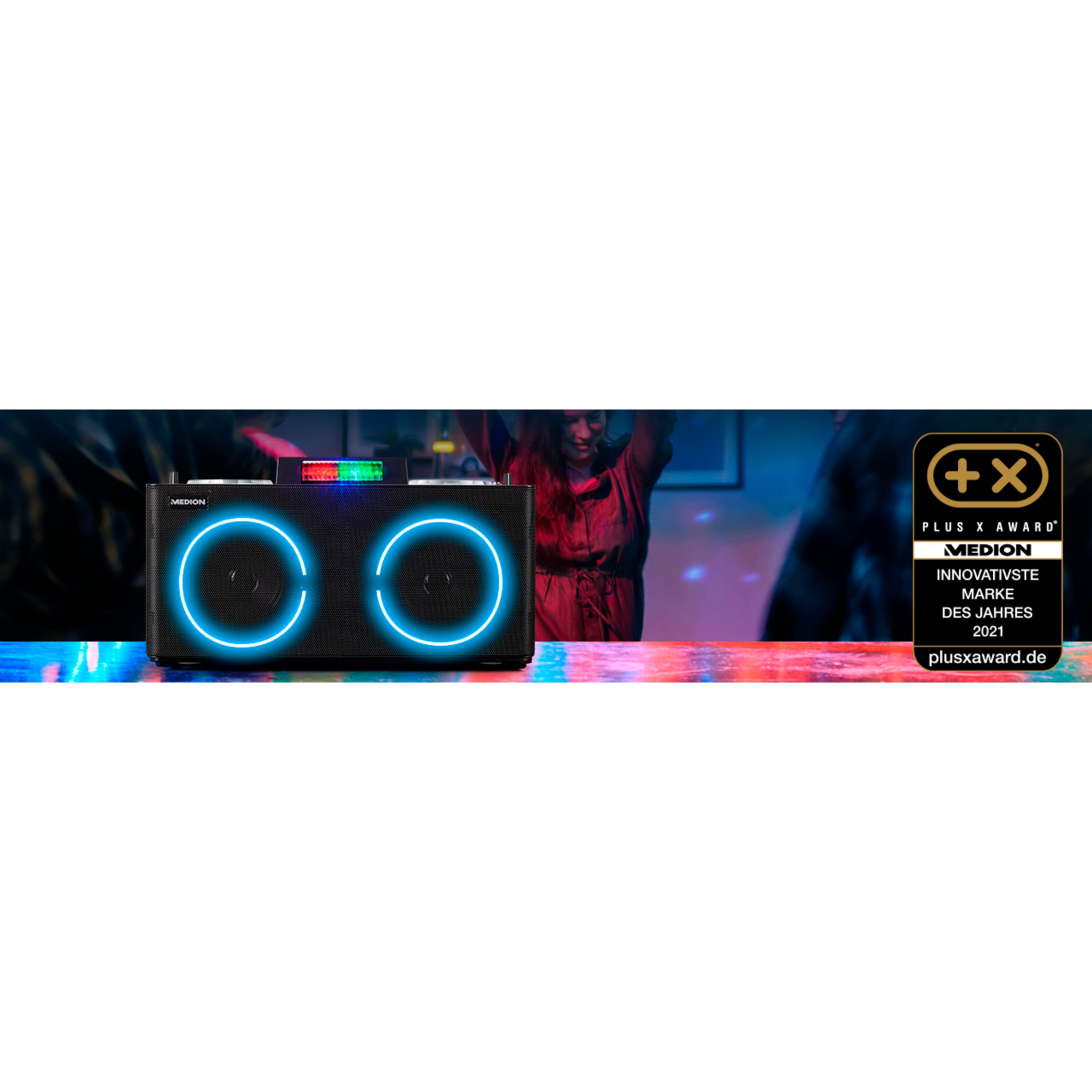 MEDION LIFE X61420 Partylautsprecher mit DJ-Controller Bluetooth Akku 2x 20W RMS 