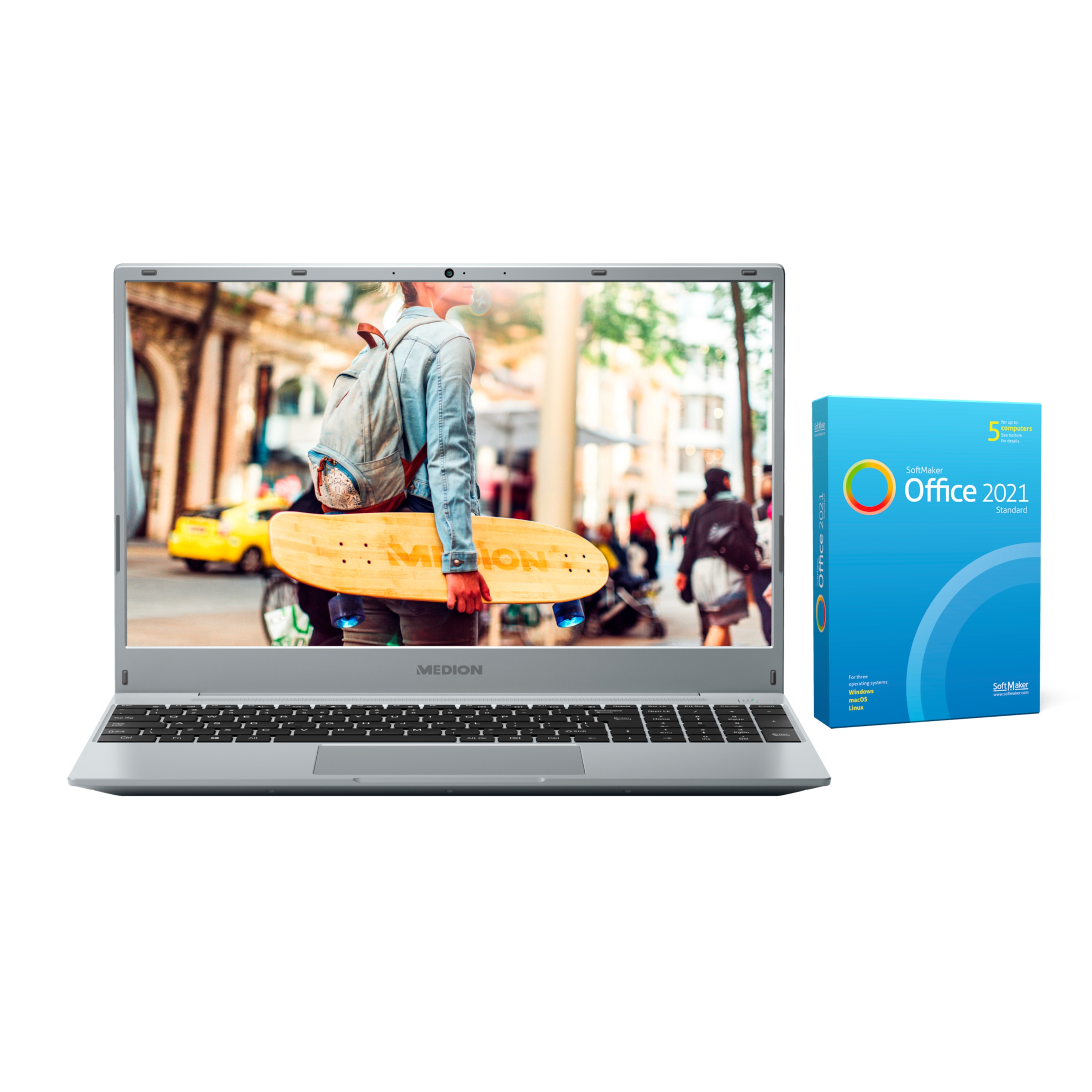 MEDION® AKOYA® E15407, Intel® Core™ i5-1035G1, Windows 10 Home, 39,6 cm (15,6'') FHD Display, 512 GB SSD, 8 GB RAM, Notebook, inkl. SoftMaker Office Standard 2021