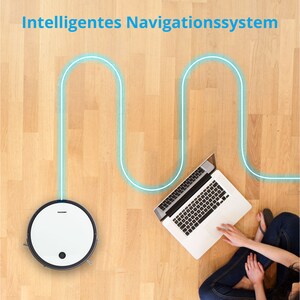 MEDION® Saugroboter mit Wischfunktion MD 19601, App- und Alexa-Steuerung, Saugen und Wischen gleichzeitig, intelligente Navigation, große Hauptbürste und zwei Seitenbürsten, 100 Min. Laufzeit