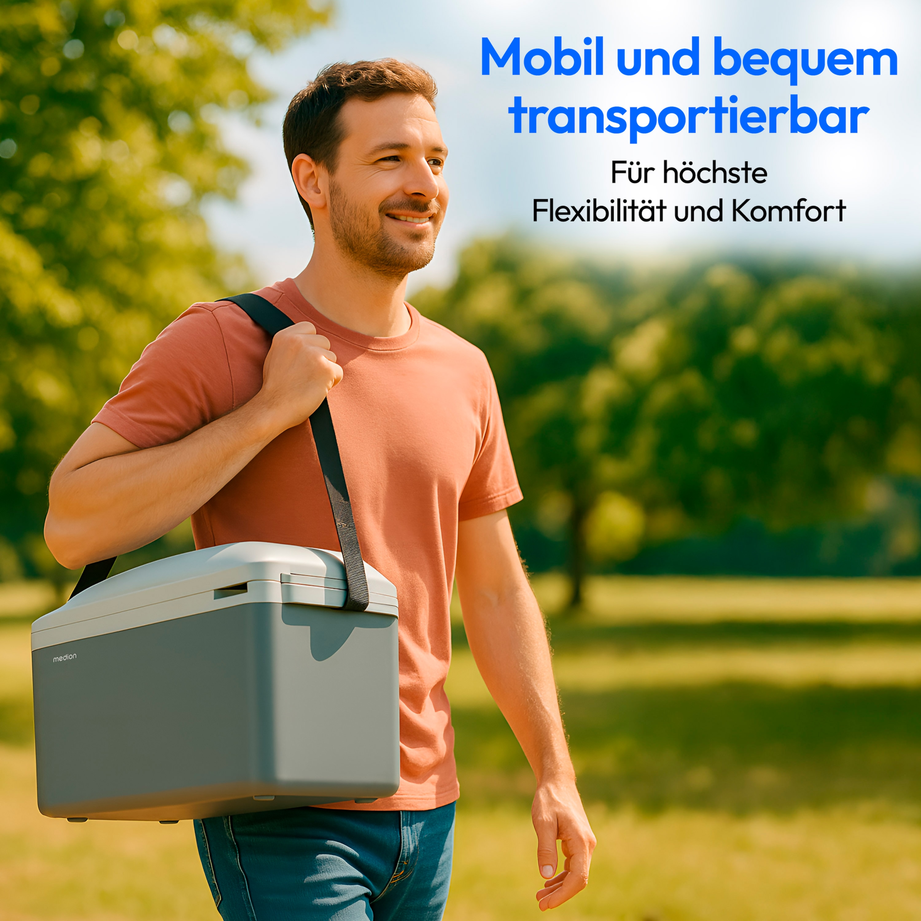 MEDION® LIFE Kühlbox mit Wärmefunktion MD13100, Kühl und Warmhaltefunktion, 16 L Kapazität, Tragegurt