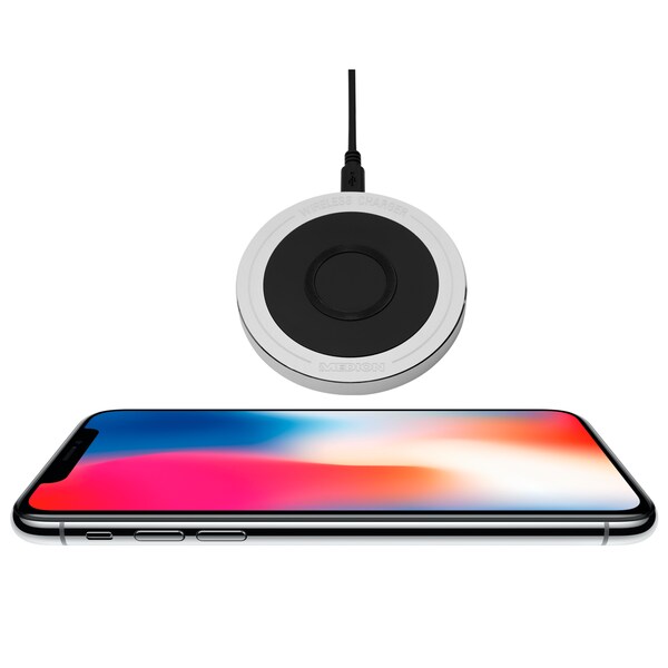 APPLE iPhone X 64 GB silber (generalüberholt) mit Qi Wireless Charger