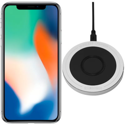 APPLE iPhone X 64 GB silber (generalüberholt) mit Qi Wireless Charger