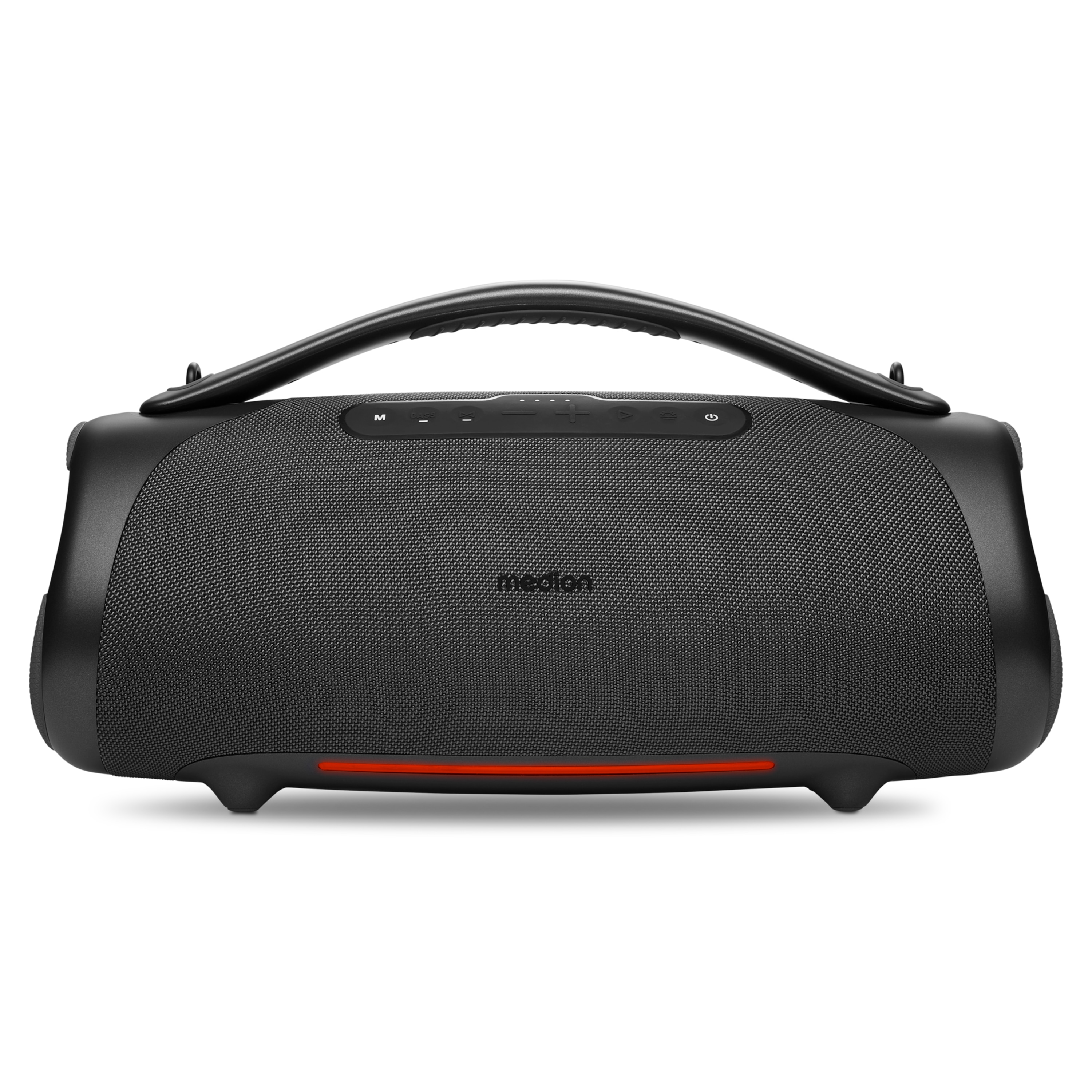 MEDION® LIFE® P61768 Tragbarer Bluetooth® Lautsprecher XL, Dual Illuminated & Lightstrip (RGB-Lichteffekte), Bluetooth® 5.3, integrierter Akku mit bis zu 30 Stunden Laufzeit, robustes & mobiles Design, 2 x 25 W + 50 W RMS