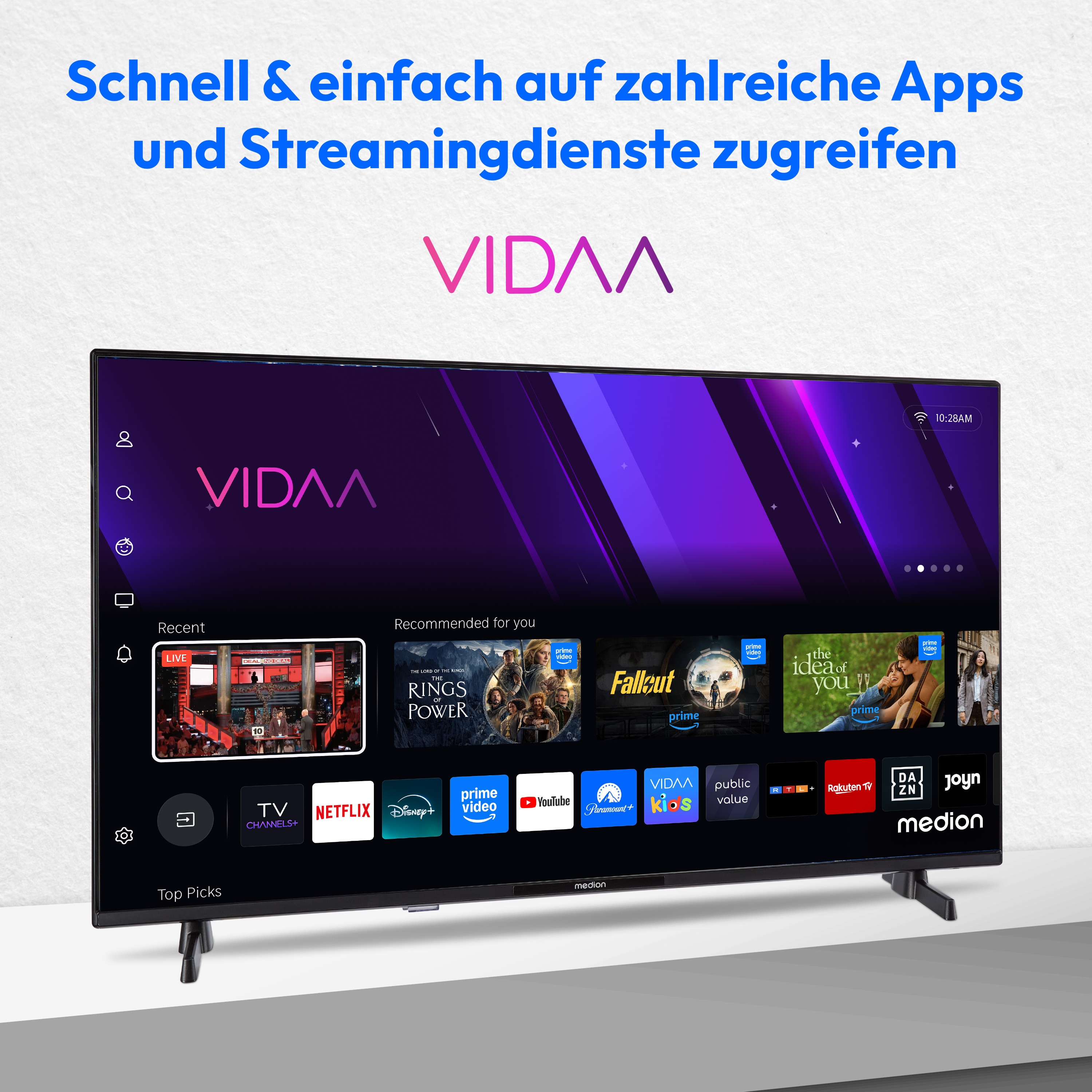 MEDION® LIFE® P8432501 (MD 843101) Smart-TV, 108 cm (43'') FHD Display, HDR, PVR ready, Bluetooth®, VIDAA App Store, NETFLIX, Disney+, Paramount+ & Amazon Prime Video App