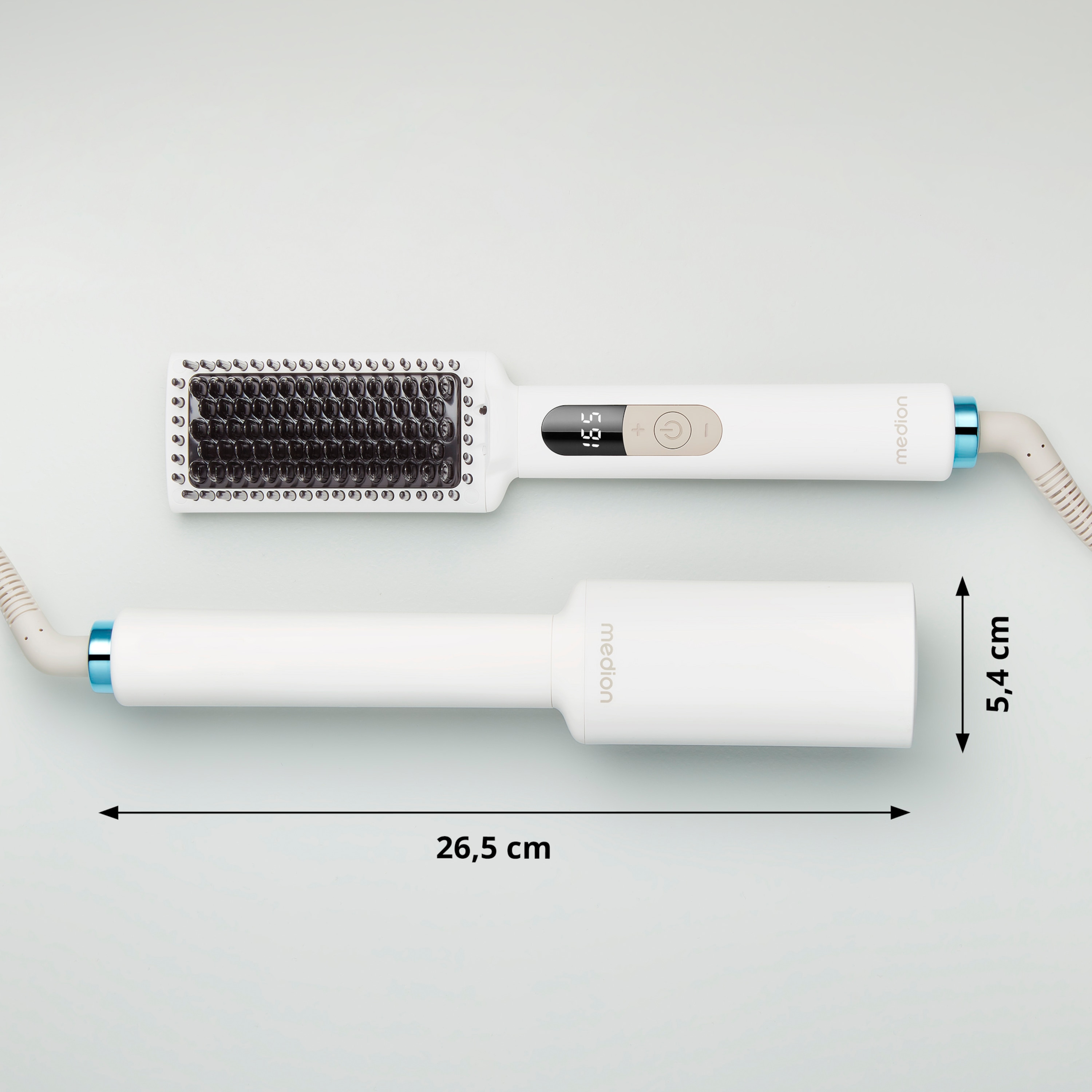 MEDION® LIFE HB1 Glättbürste, Keramik-/Turmalin beschichtete Heizelemente, Display mit Temperaturanzeige, 5 regelbare Hitzestufen (165° - 210°), Ionen-Technologie