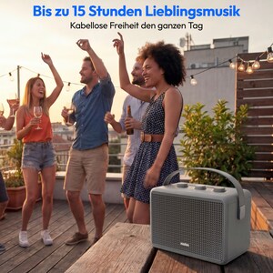 MEDION® LIFE BXO-1 Bluetooth® Lautsprecher grau, 2 x 15W RMS, integrierter Akku mit bis zu 15 Stunden Laufzeit, Bluetooth® 5.3, robustes & mobiles Design