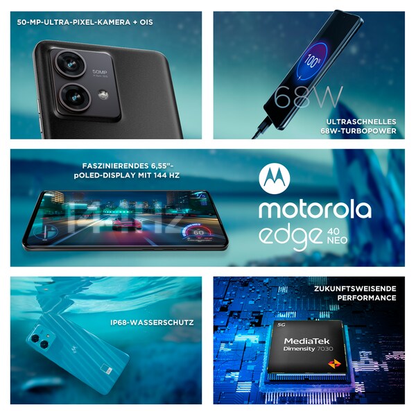 MOTOROLA edge 40 Neo, 256 GB, Black Beauty