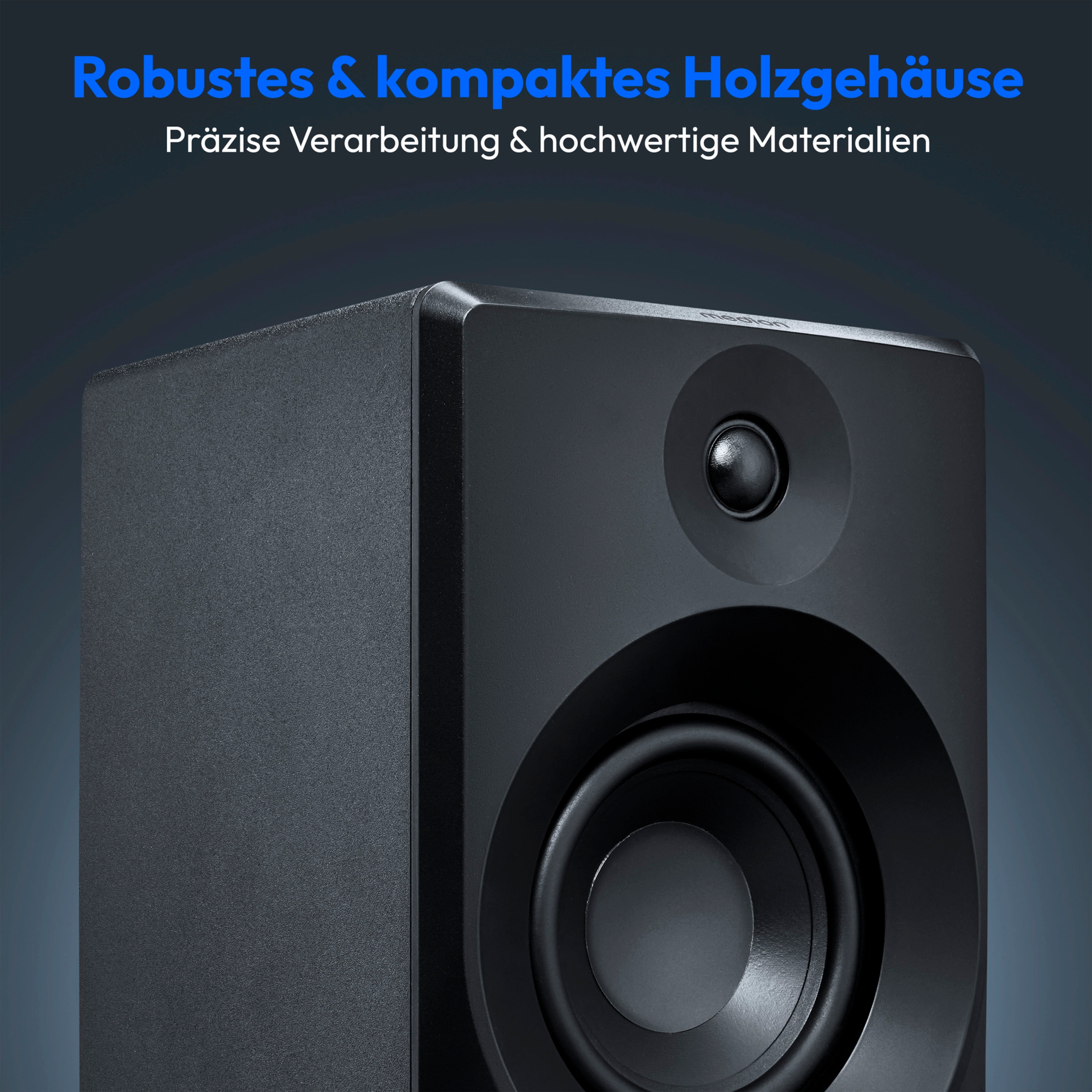MEDION® LIFE® P61925 Regallautsprecher, aktiver & passiver Lautsprecher, 2-Wege-System, Bluetooth® 5.0, Stereo-Sound mit integriertem Hochtöner und Subwoofer, 2 x 50 W RMS