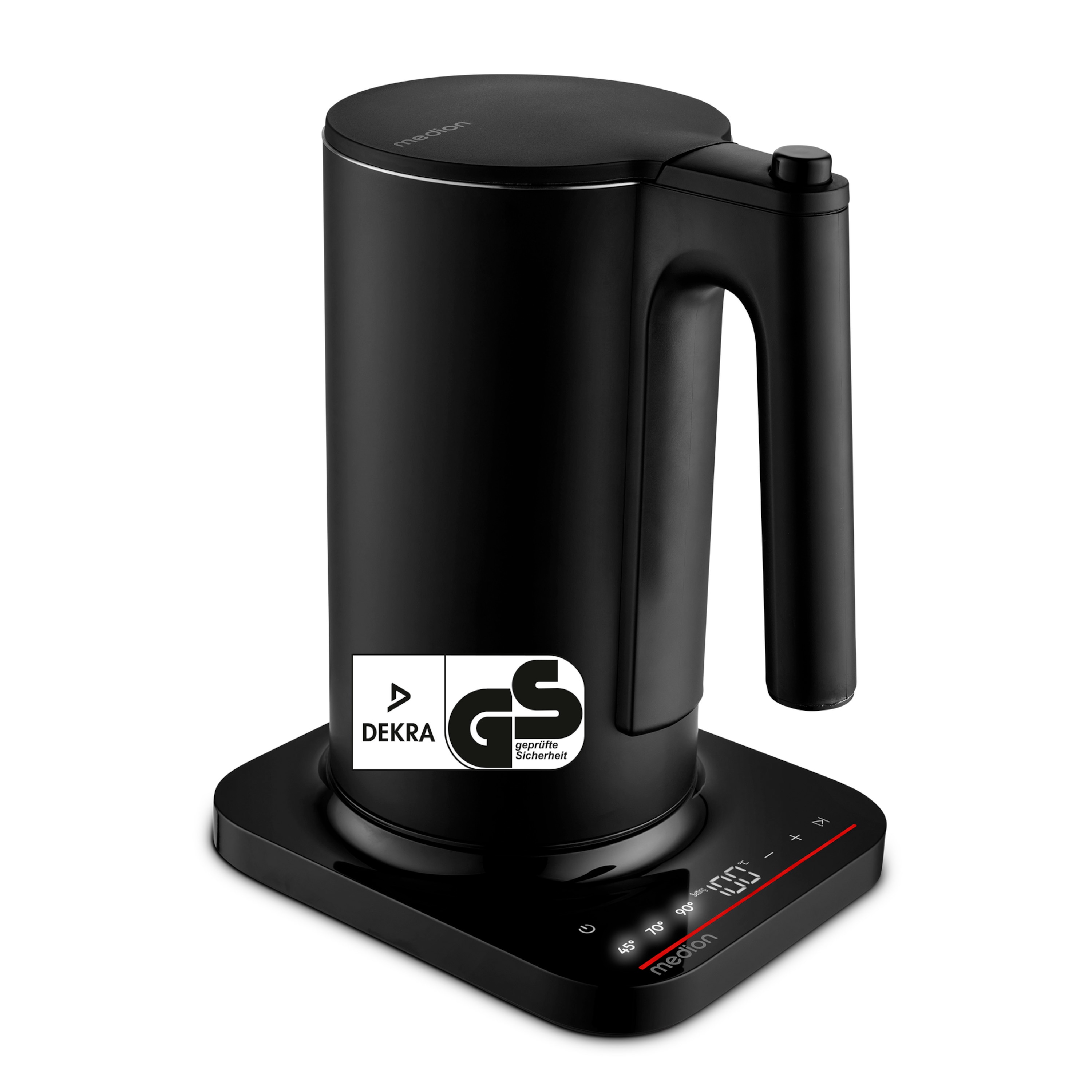 MEDION® LIFE Digitaler Wasserkocher MD12106, 2.200 Watt Leistung, 1,5 Liter Kapazität, LED-Display, LED-leuchtbalken, automatische Programme, Kindersicherung